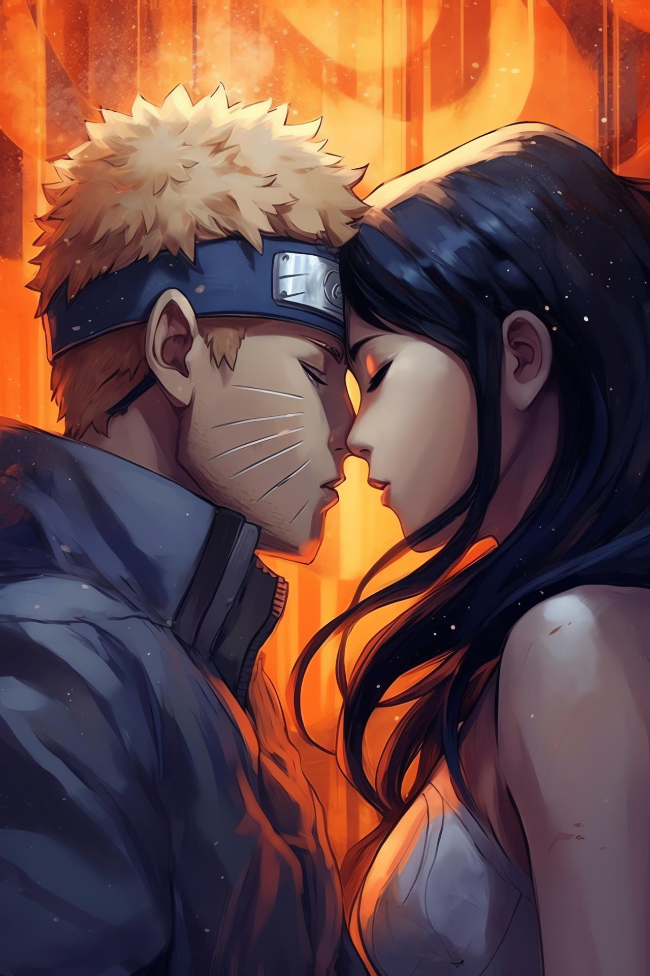 Naruto with Hinata, Deep kiss, Anime romance, Heartfelt connection, Manga lovers, HD Phone Wallpaper