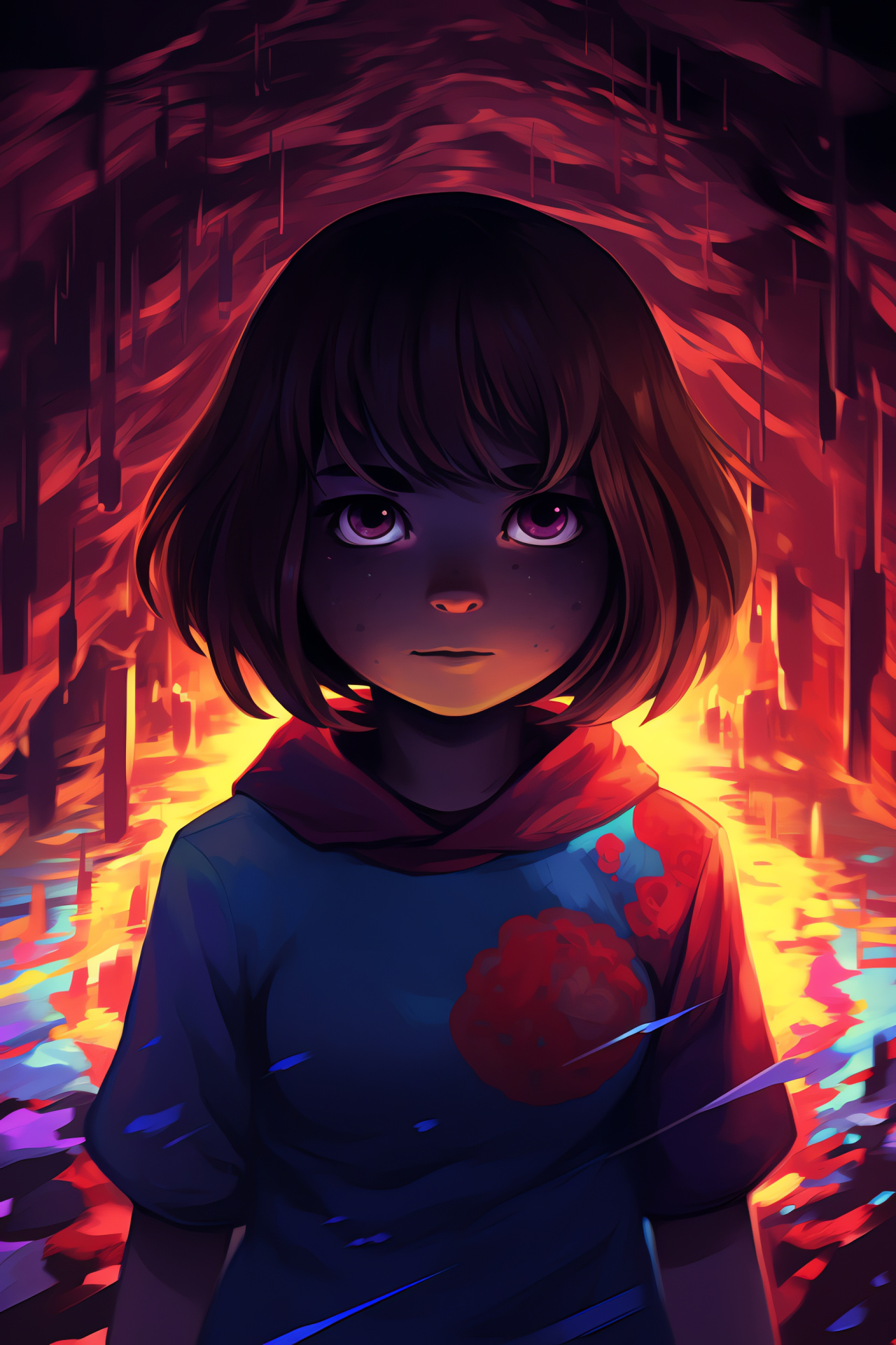 Undertale gameplay, Virtual protagonist Frisk, Digital world interaction, Engrossing storyline, Game avatar, HD Phone Image