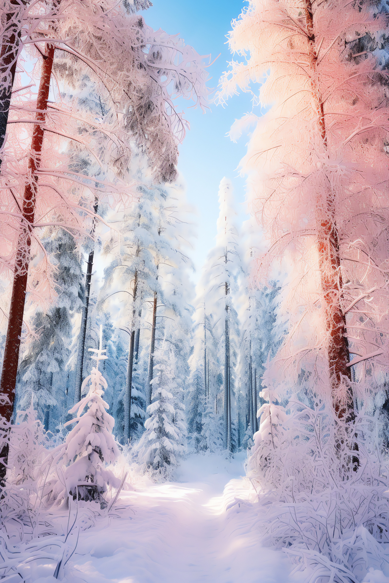 Winter holiday scene, Snowy woodland, Pine greeneries, Untouched snow blanket, Quiet nature, HD Phone Wallpaper