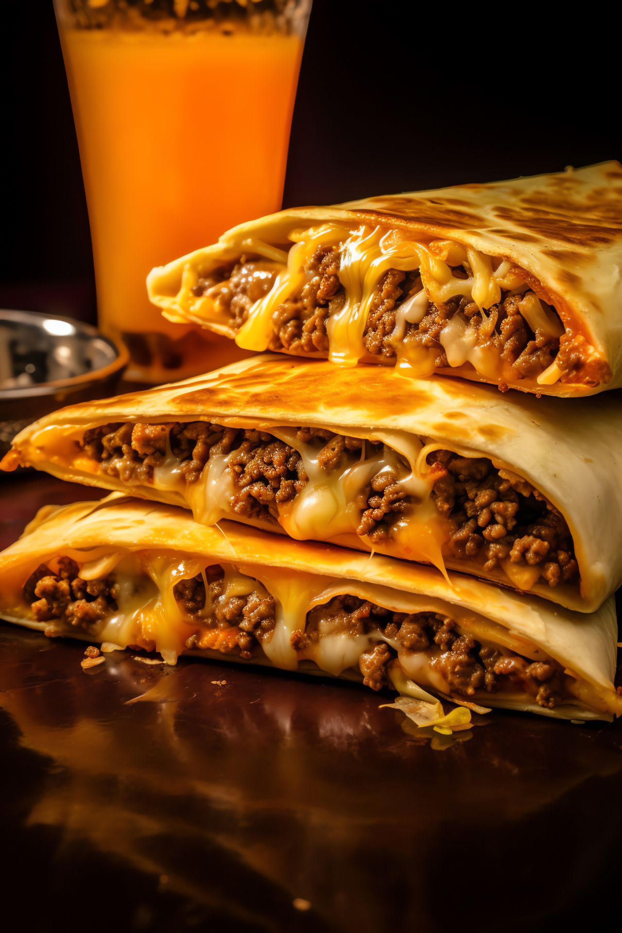 Taco Bell specialty, crispy wrap, meat ingredient, dairy dip, satisfying meal, HD Phone Image