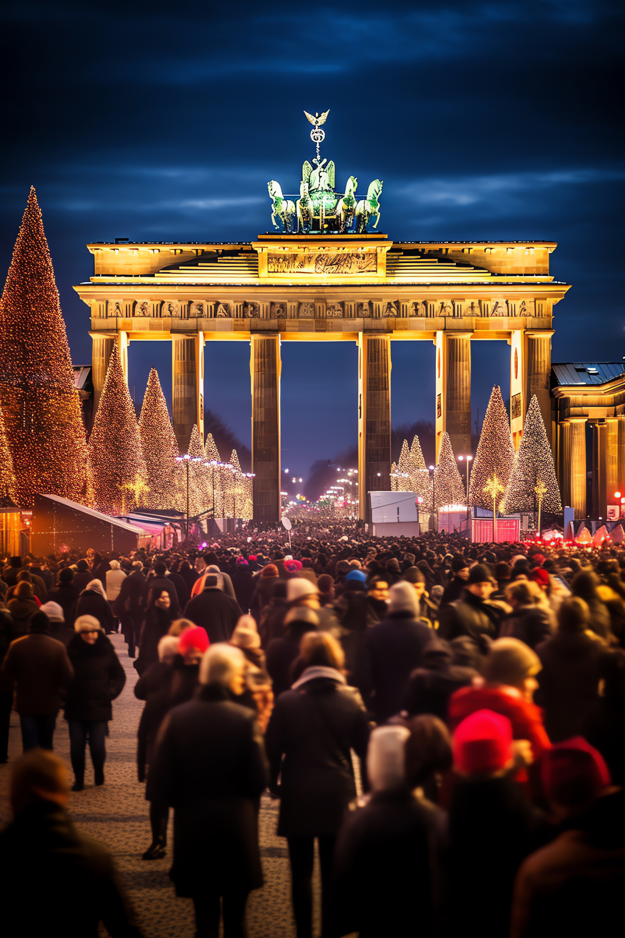 European Yule landmark, Berlin holiday symbol, neoclassical architecture, winter cityscape, German festive spirit, HD Phone Image