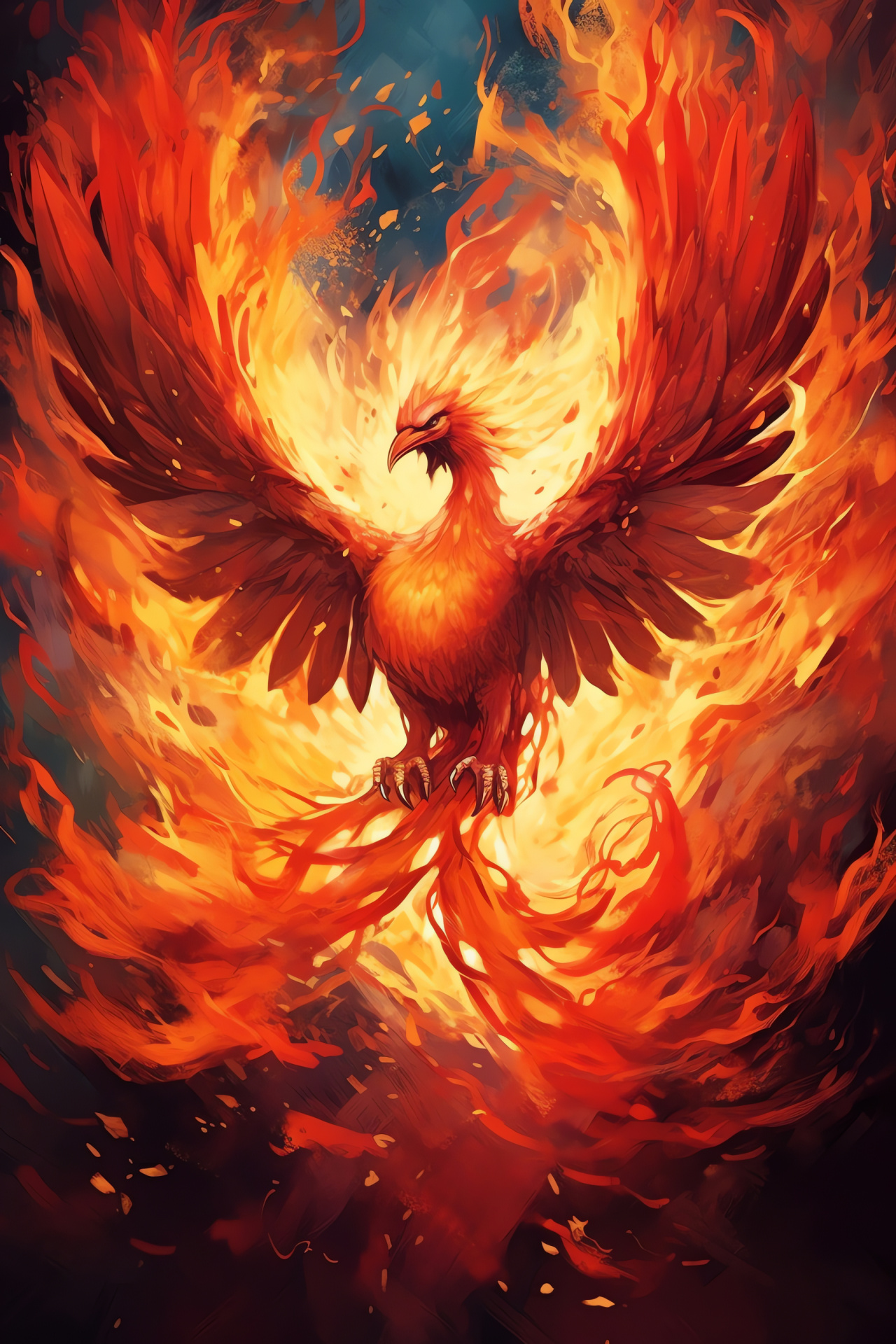 Legendary Moltres in Fire Red, Flaming bird Pokemon, Wings of fire, Sky blaze, Legendary bird, HD Phone Image