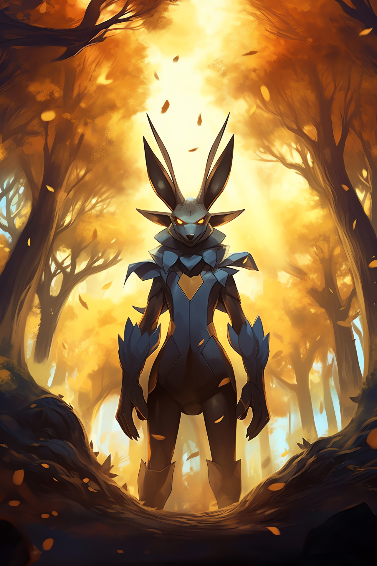 Video game Lucario, Ritualistic protector, Sylvan realm, Majestic canopy, Virtual reality gaming, HD Phone Image