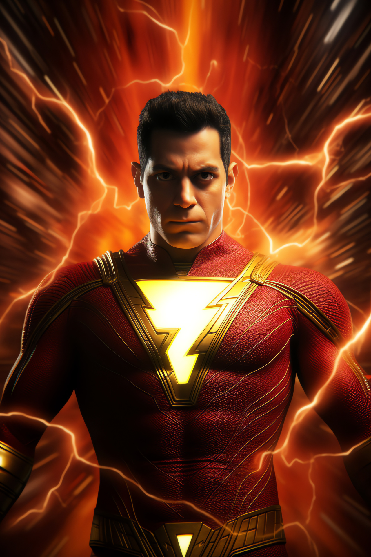 Heroic Shazam pose, Comic book inspiration, Casual superhero, Confident demeanor, Superpower representation, HD Phone Image