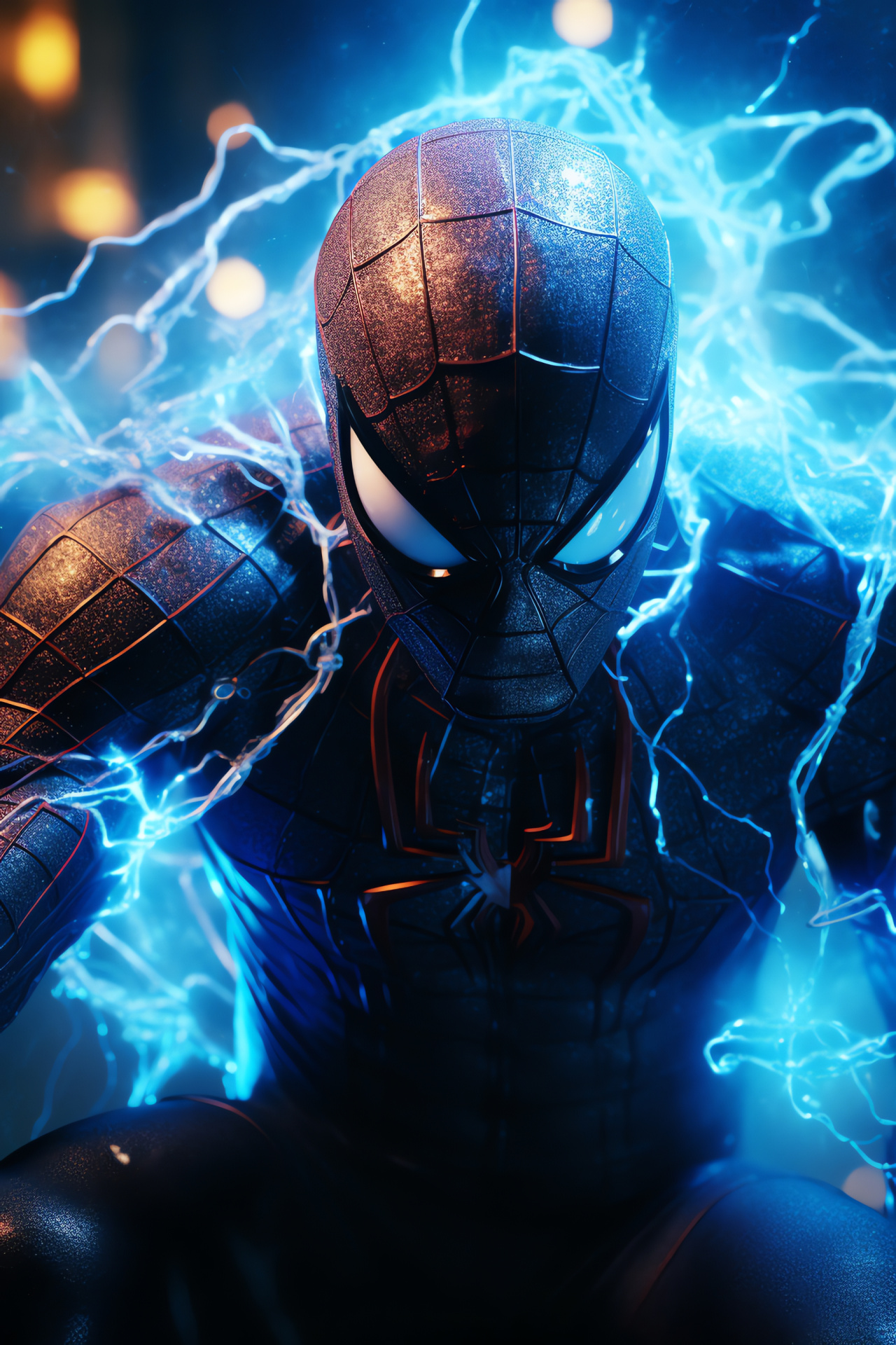 Electro, Intricate electric effect, Villainous power, night ambiance, Shocking Spiderman villain, HD Phone Image