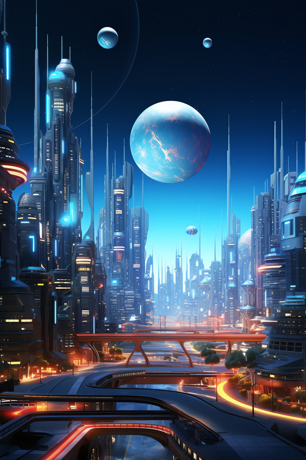 Interplanetary terminal, Futuristic port city, Galactic architecture, Cosmopolitan hub, Intergalactic travel, HD Phone Wallpaper