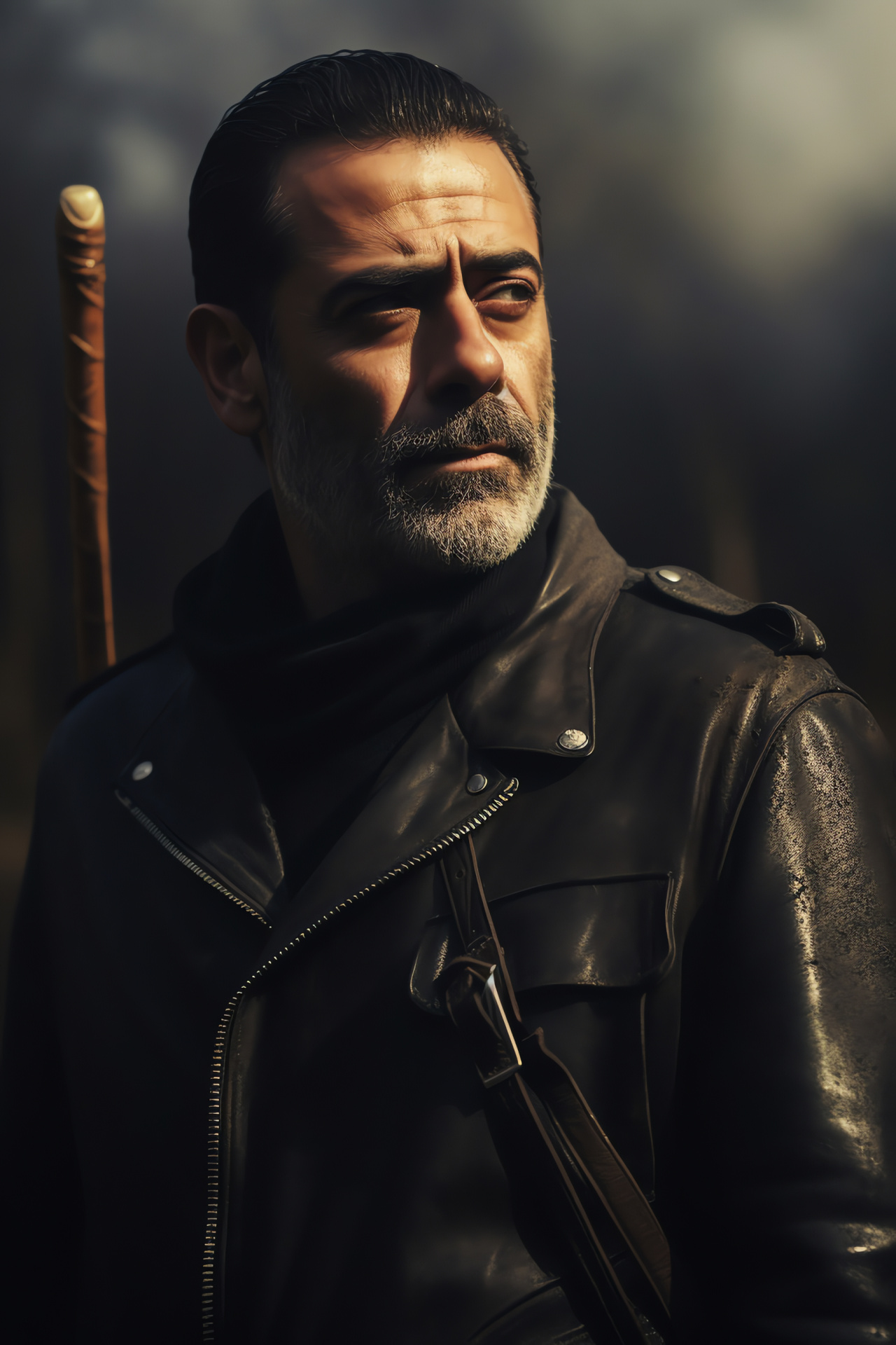 Negan, Jeffrey Dean Morgan, Maggie Rhee opposition, Tense face-to-face, Character close-up, HD Phone Wallpaper