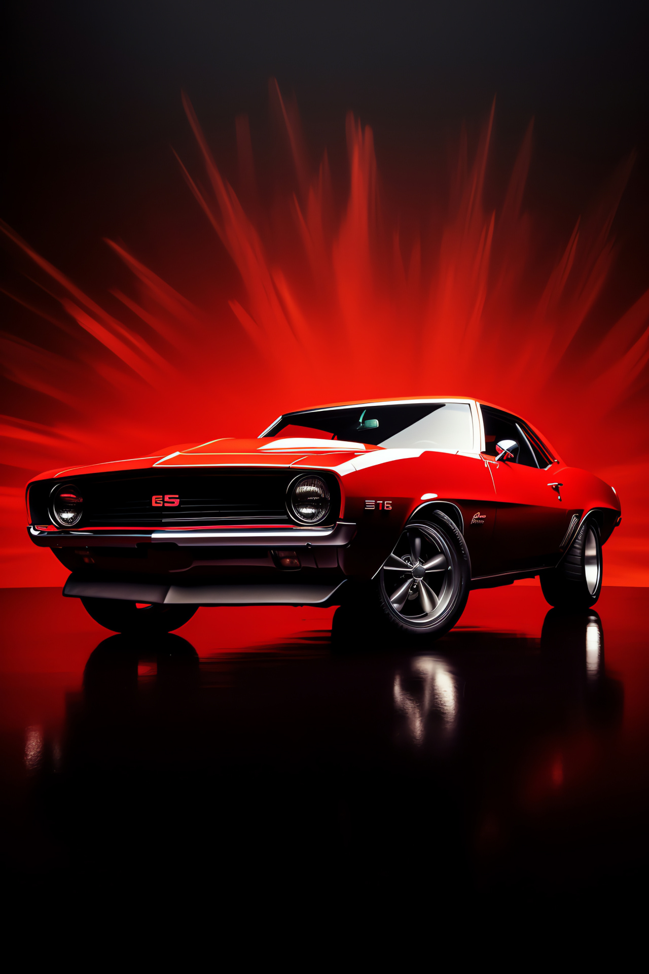 Muscle Cars HD, Custom vehicular art, Shimmering onyx shade, Underneath shot, Mechanical showcase, HD Phone Image