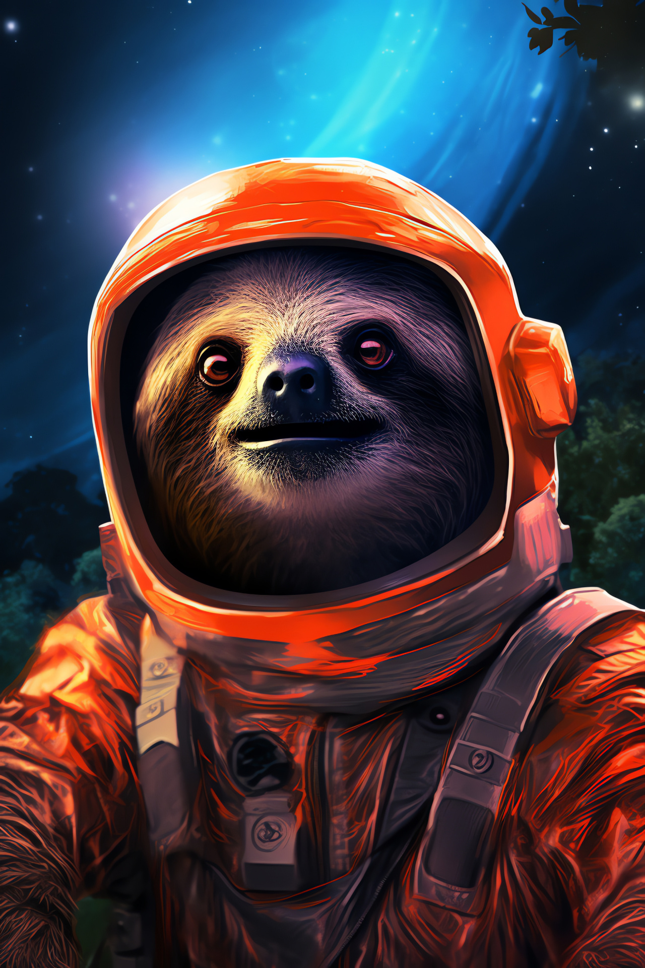 Sloth Astronaut, Extraterrestrial exploration, Sci-fi animal adventure, Cosmic sloth, Alien scenery, HD Phone Wallpaper