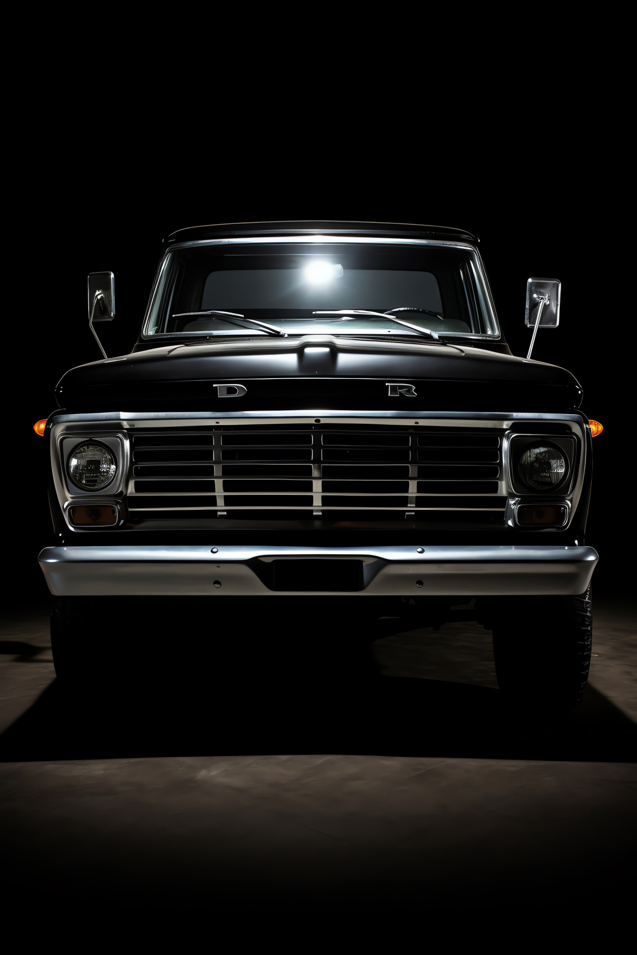 Ford Truck classic F-350, Black pickup heritage, Wide angle showcase, Heavy-duty collector, Industrial vehicle design, HD Phone Wallpaper