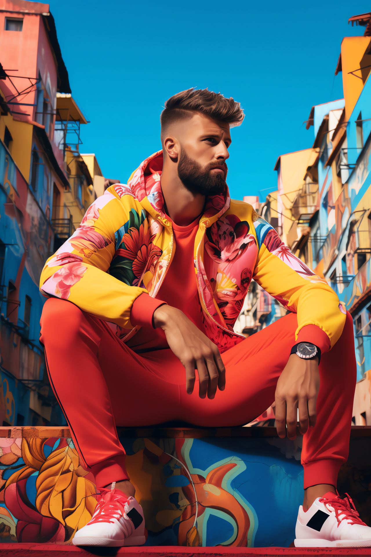 Pique's fashion spread, Urban backdrop, Stylish footballer, Modern fashion trends, Edgy athlete look, HD Phone Image