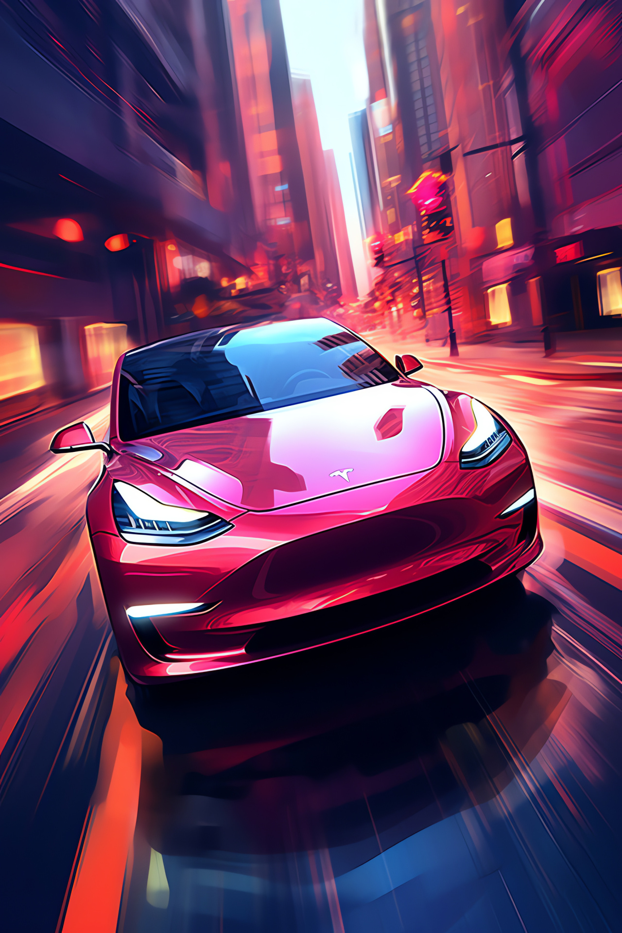 Tesla Model 3, Metropolitan frame, Closeup red detail, Futuristic city car, Sustainable driving, HD Phone Wallpaper