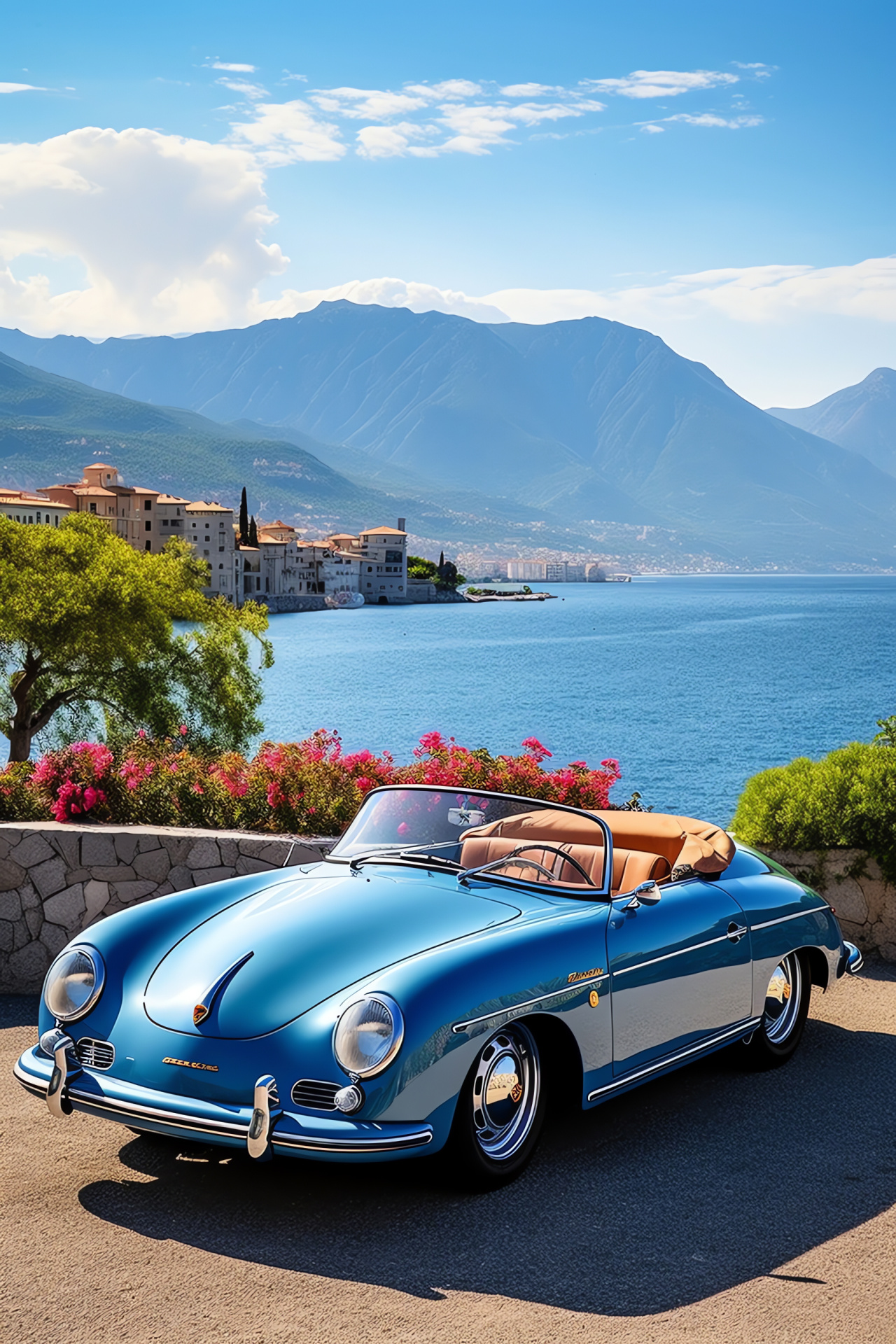 Porsche 356 Cabriolet, Amalfi Coast journey, Mediterranean Sea views, Italian coastal charm, HD Phone Image