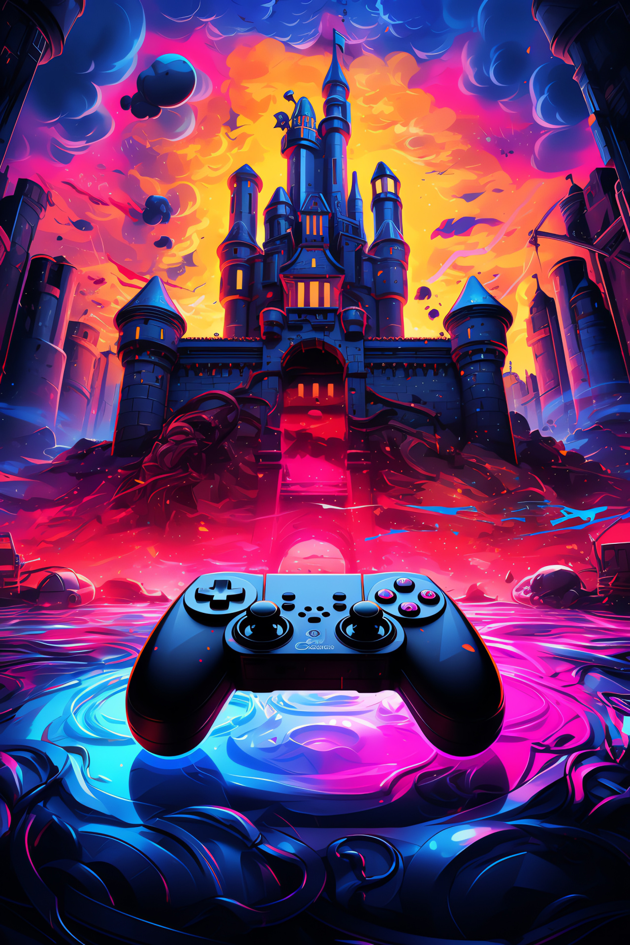 Playstation realm, Feudal fortress, Royal seat, Interactive domain, Heraldic draperies, HD Phone Image