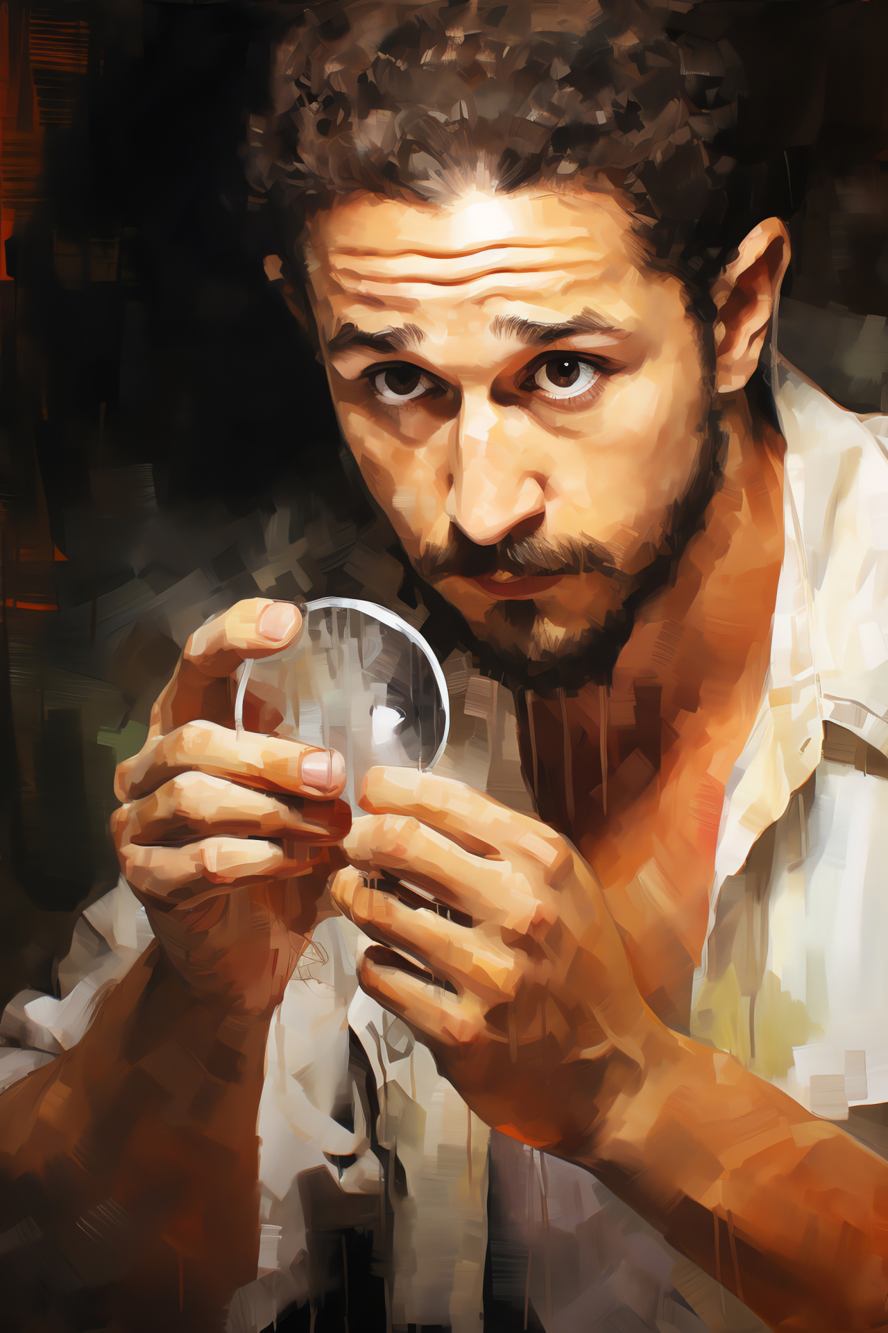 Shia LaBeouf detective role, Mystery investigation, Deductive reasoning, Crime thriller element, Actor's intensity, HD Phone Image