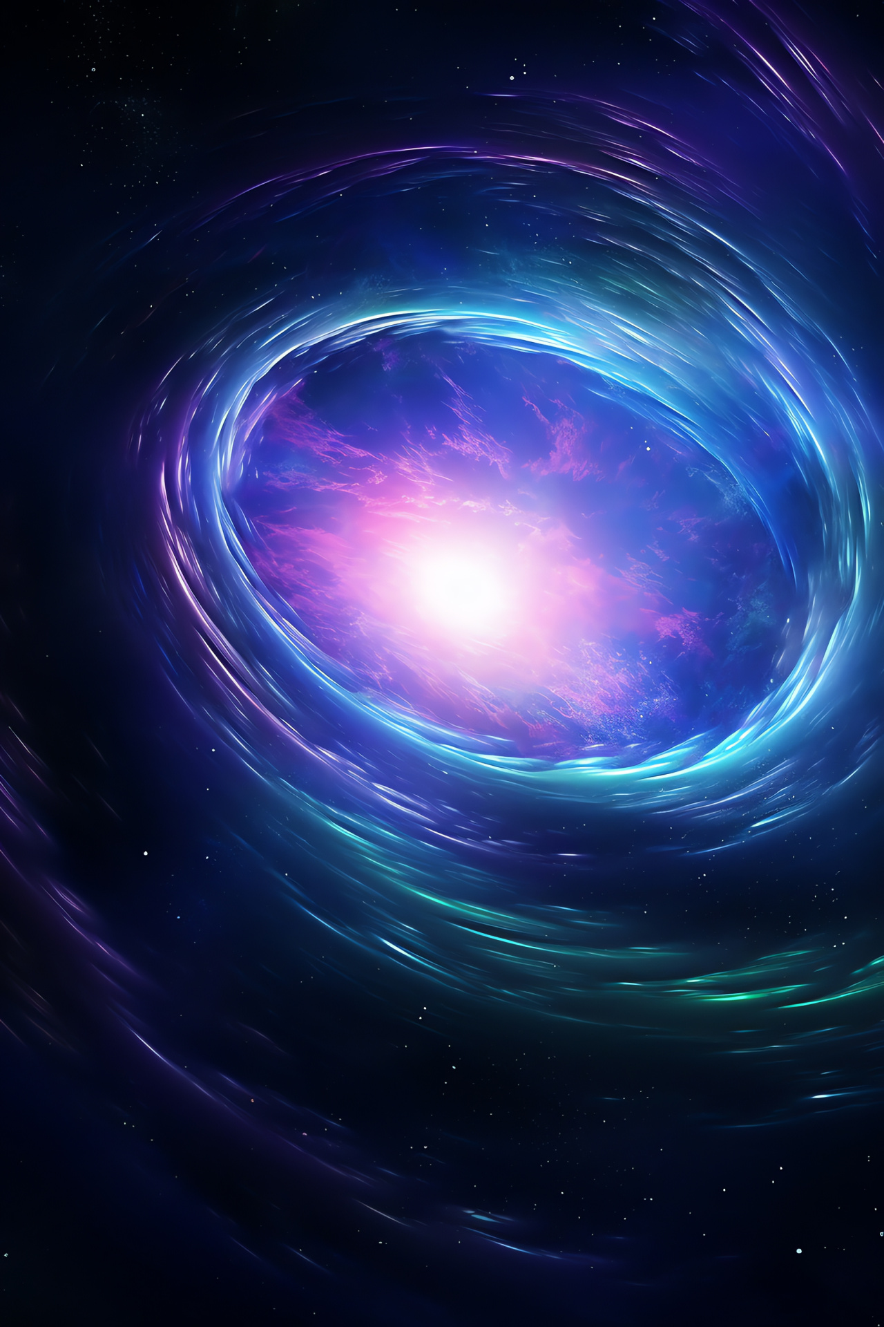 Gravitational spiral, Space curvature, Cosmos phenomena, Violet spiral, Black hole entrance, HD Phone Image
