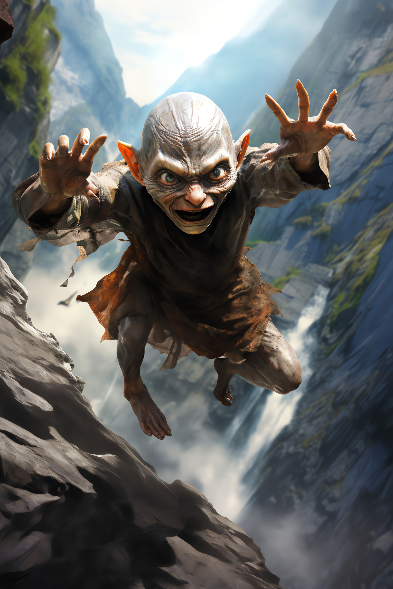 Smeagol figure, Stone wing crouch, Treasure of scenario, Exaggerated gaze, HD Phone Wallpaper