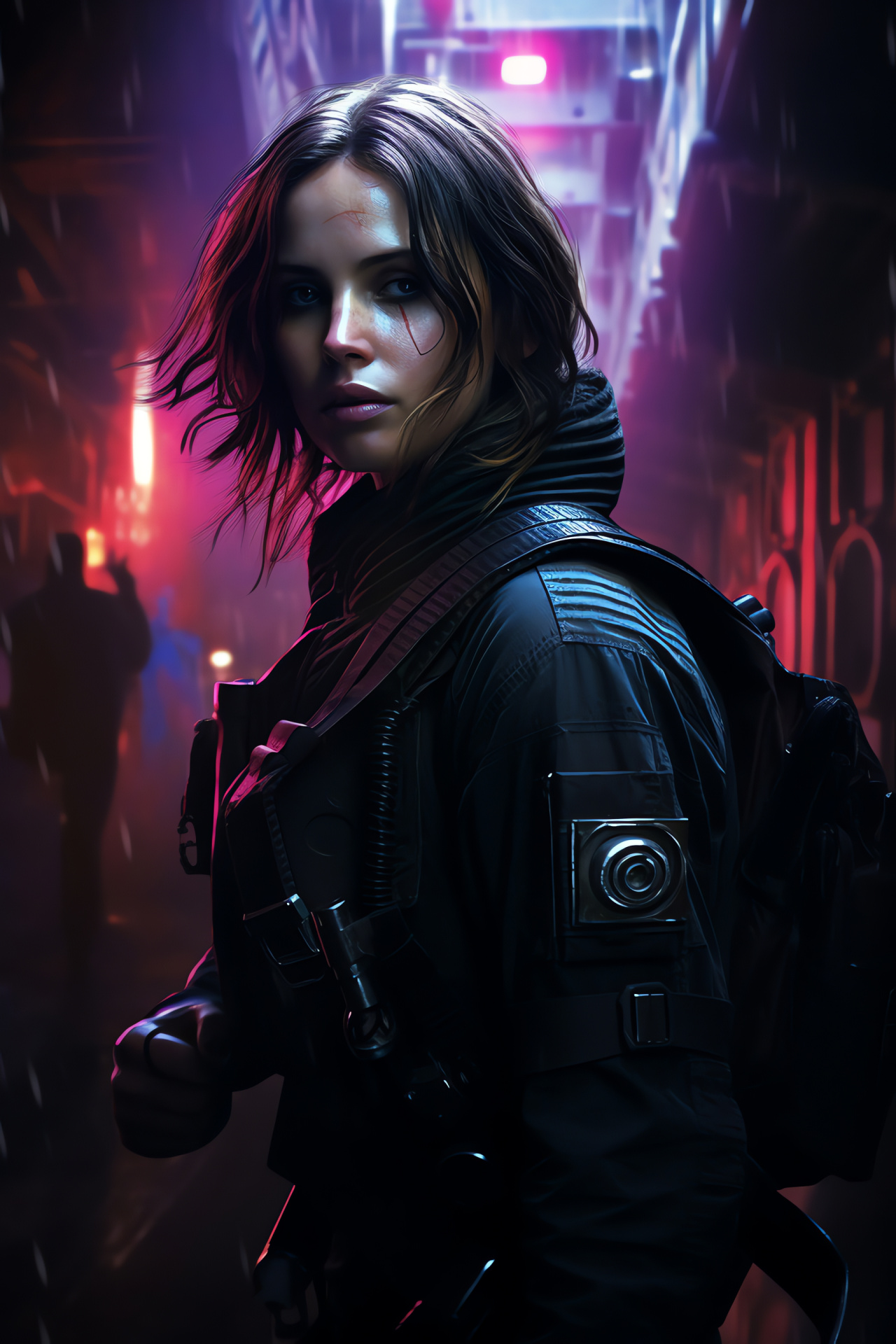 Rogue One infiltration, Female lead Jyn Erso, Empire's stronghold, Indoor suspense, Sci-fi espionage, HD Phone Wallpaper