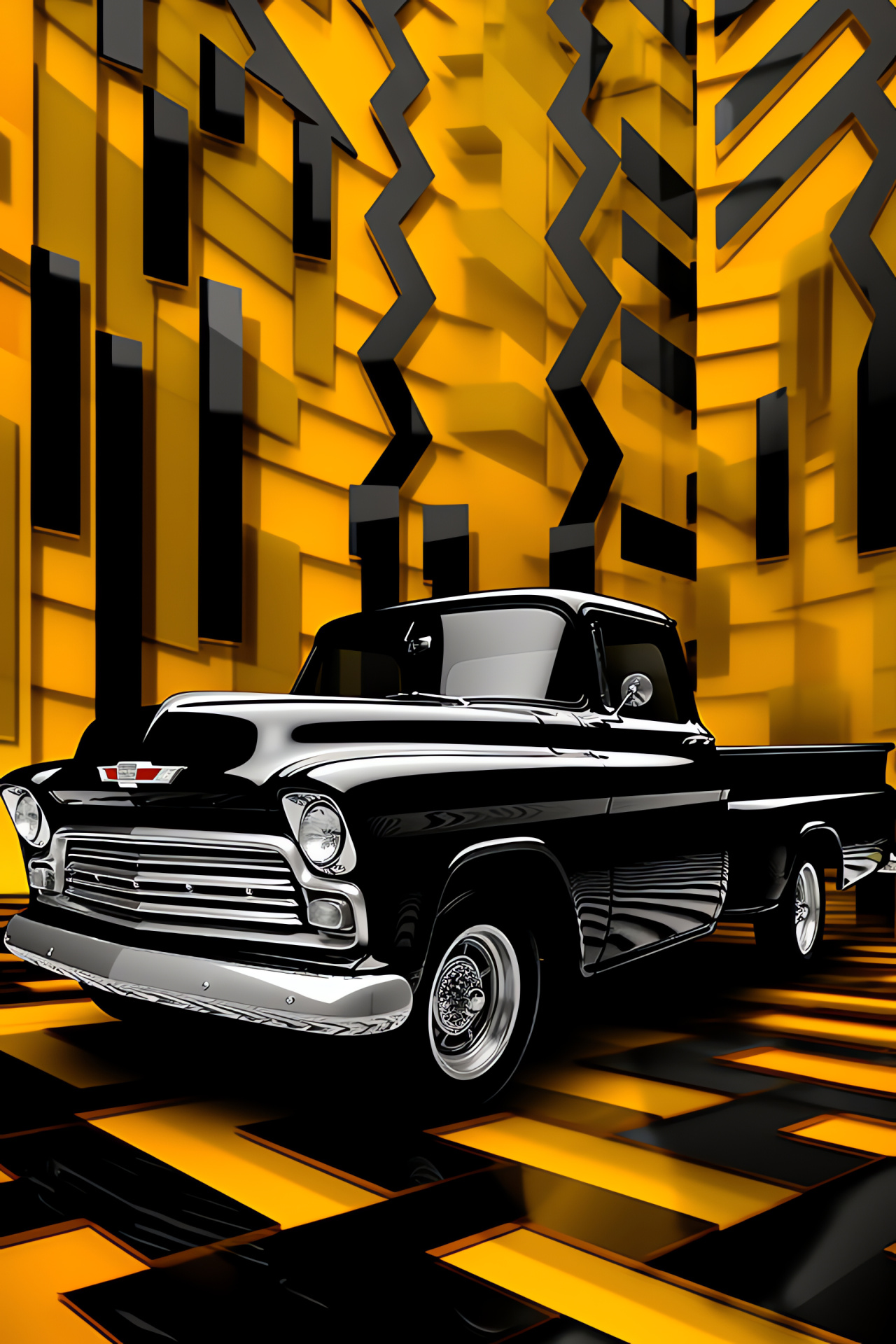 Chevrolet 3600 classic, Side view vintage, Two-tone truck, Patterned automotive backdrop, Historical vehicle model, HD Phone Wallpaper