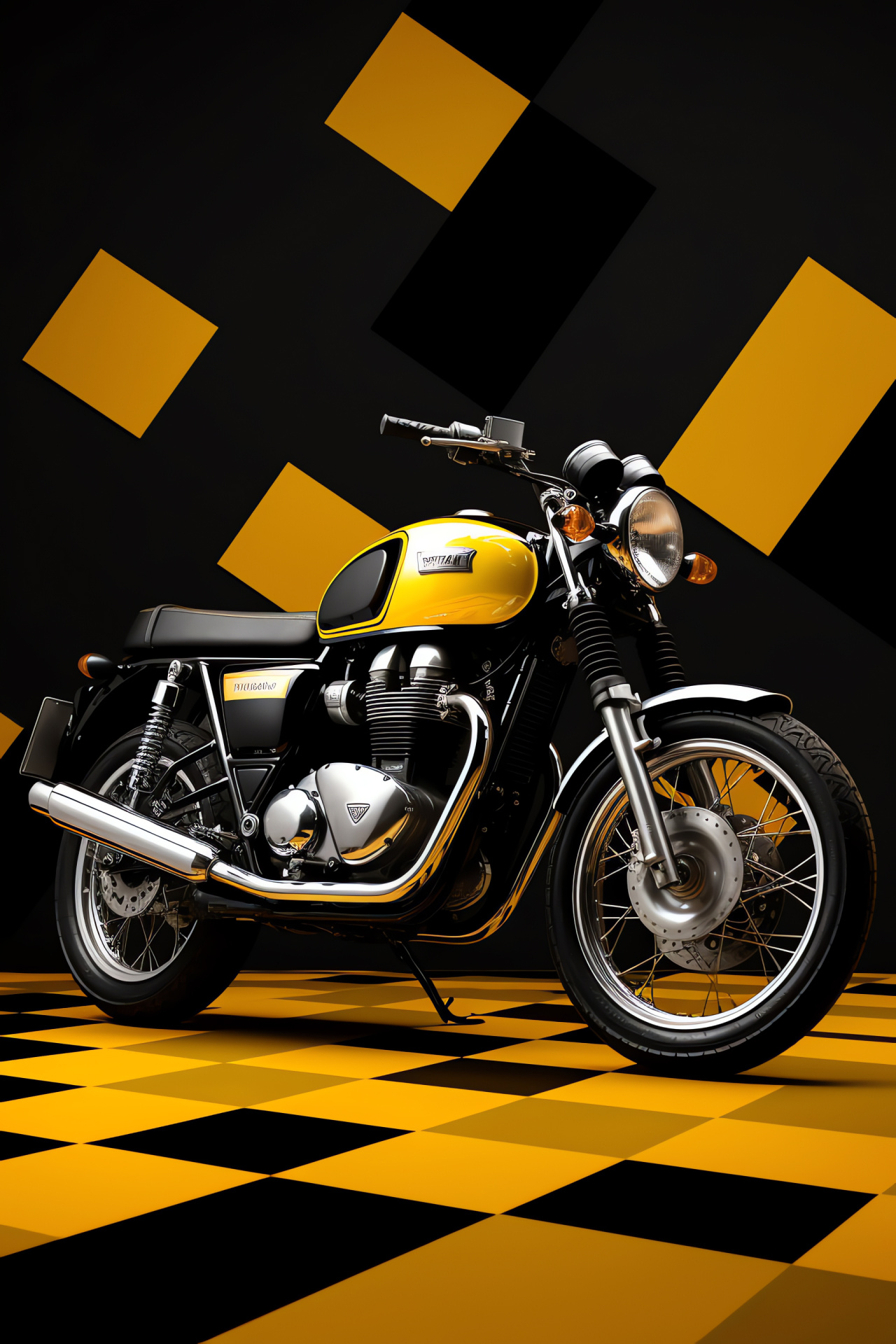 Norton Commando 750 bike, Vintage motorcycle allure, British motorcycling legacy, Retro bike design, Two-tone backdrop, HD Phone Image