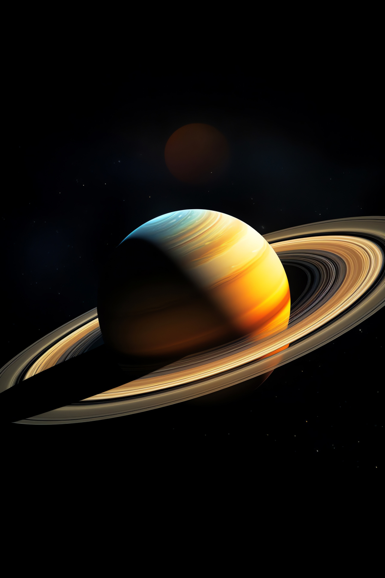 Saturn planet ringed, Cassini division, Expansive angle, Celestial rings pattern, Outer space backdrop, HD Phone Image