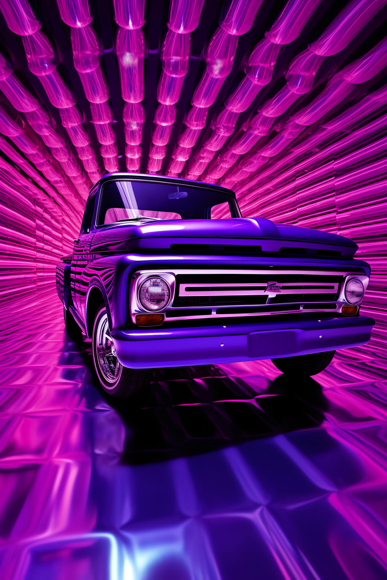 Ford Truck angle, Classic F-1100 pickup, shiny dark shade, neon contour, automotive style, HD Phone Wallpaper