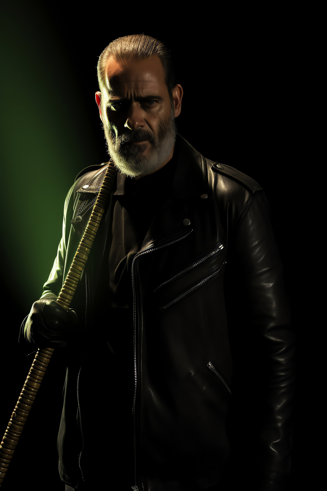 Negan's commanding presence, Zombie series lead, Haunting green orbs, Hefty adversary, Savage ruler , HD Phone Image