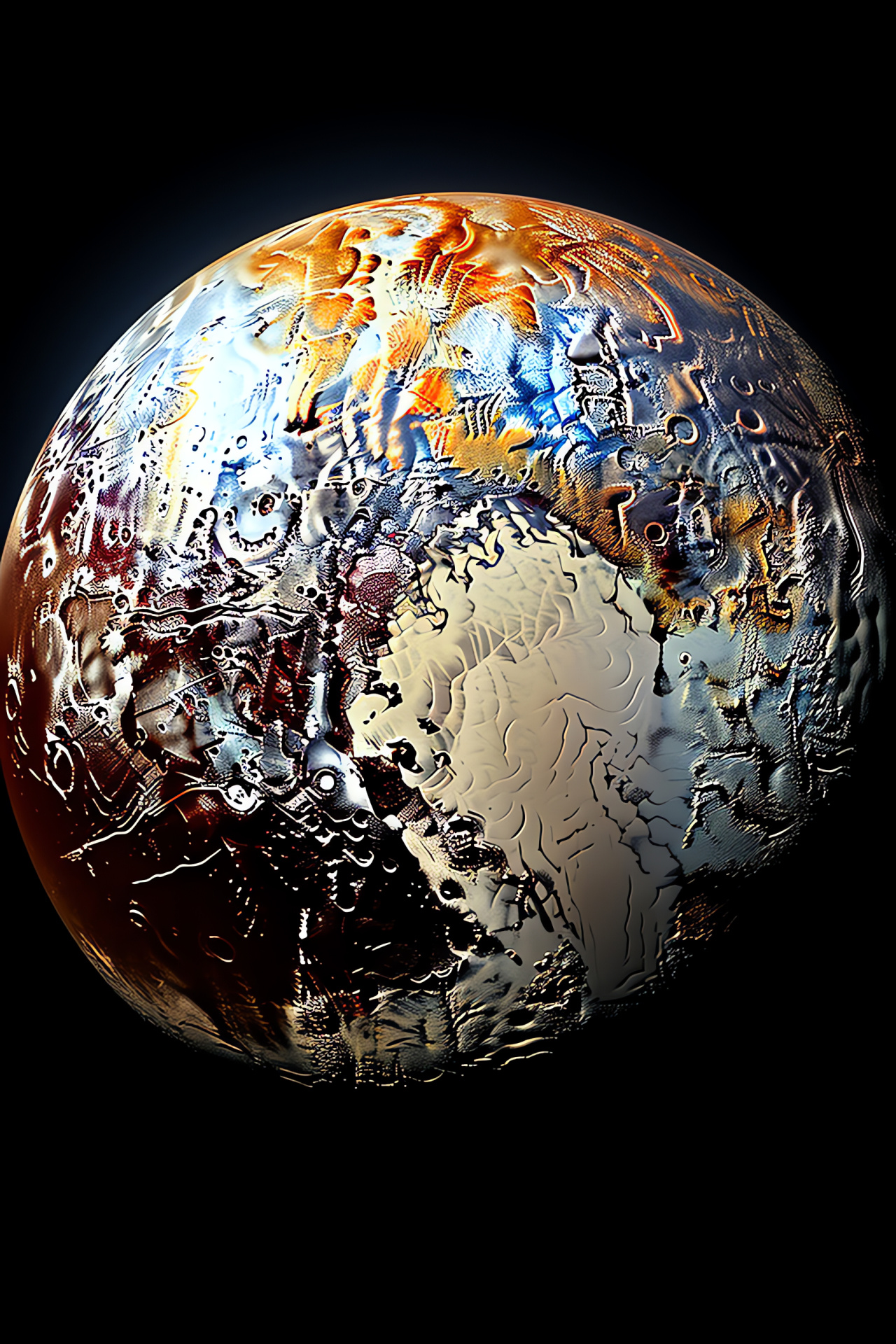 Pluto surface analysis, Dwarf planet topography, Trans-Neptunian object rendering, Subterranean ice manifestations, Extraterrestrial valley depiction, HD Phone Image