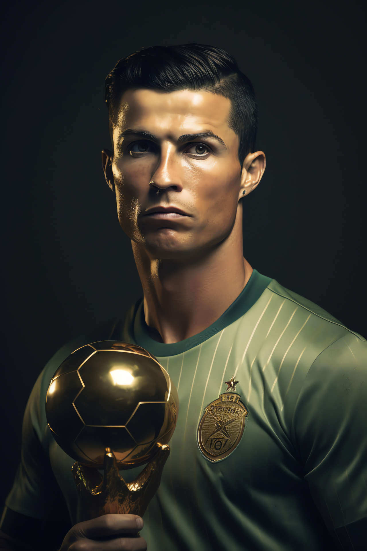 Cristiano Ronaldo, Soccer star, Athletic striker, Sports champion, Trophy in hand, HD Phone Wallpaper