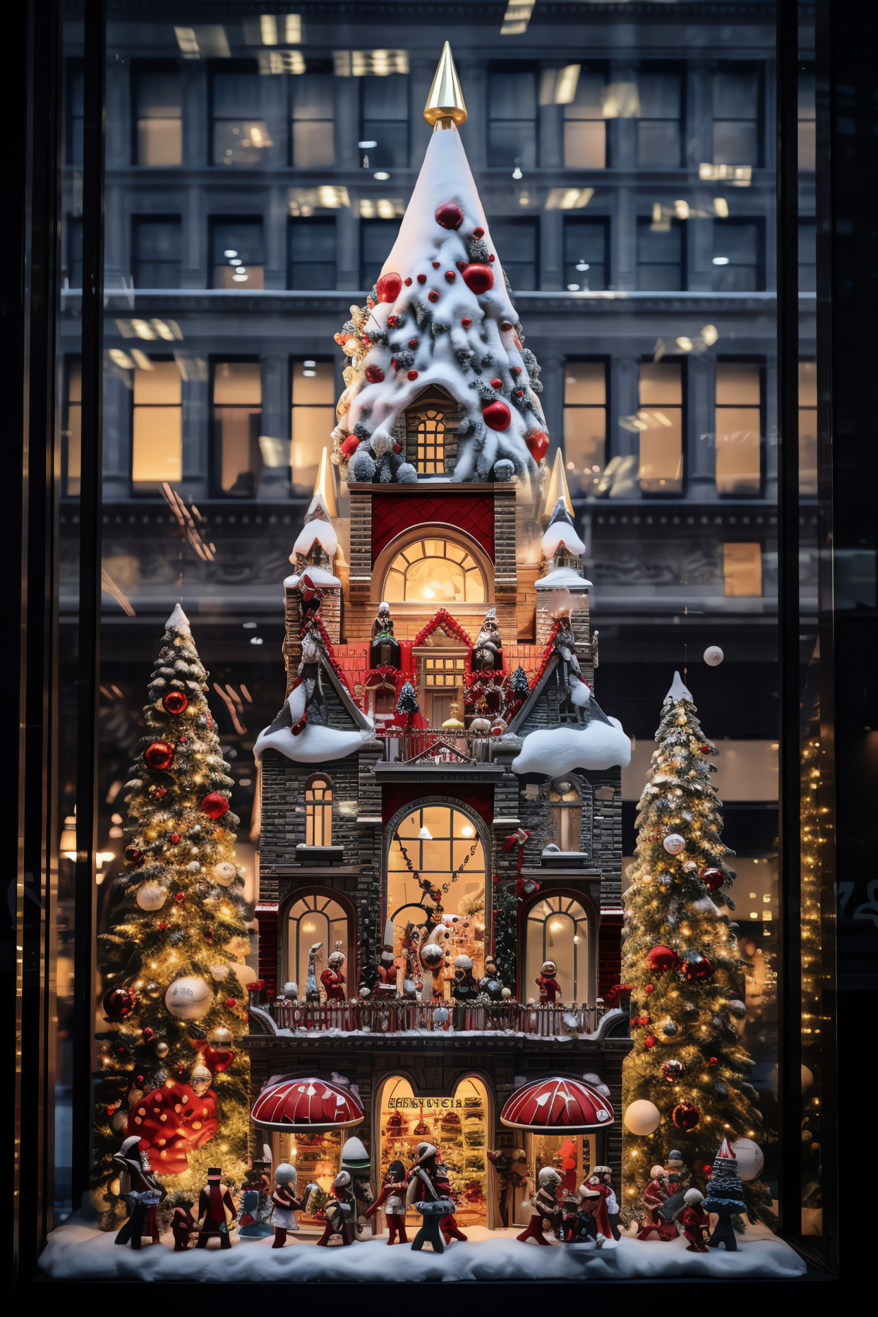 Macy's holiday scene, animated festivities, Santa meet, decorative sparkle, confectionary treats, HD Phone Wallpaper