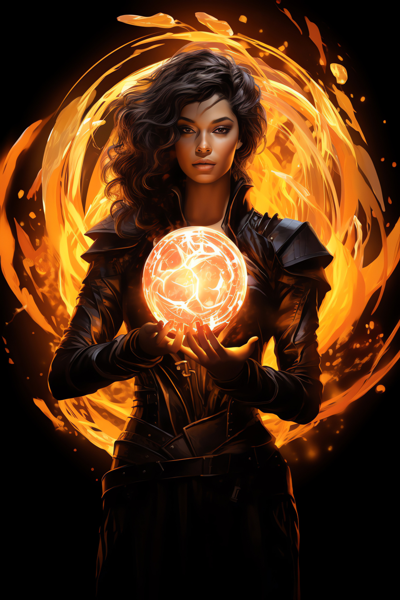 Chandra Nalaar momentum, Flame-wielder, Glaring emeralds, Ignition point, Magic The Gathering identity, HD Phone Image