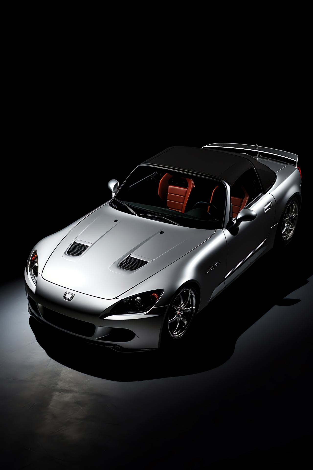 Honda S2000 Type V, high-angle display, two-tone aesthetic, black and silver tones, HD Phone Wallpaper