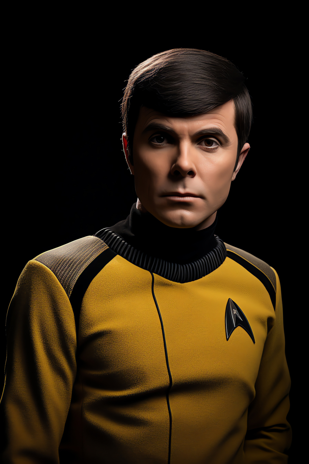 Chekov on the bridge, USS Enterprise, classic Trek character, dramatic close-up, space exploration, HD Phone Wallpaper