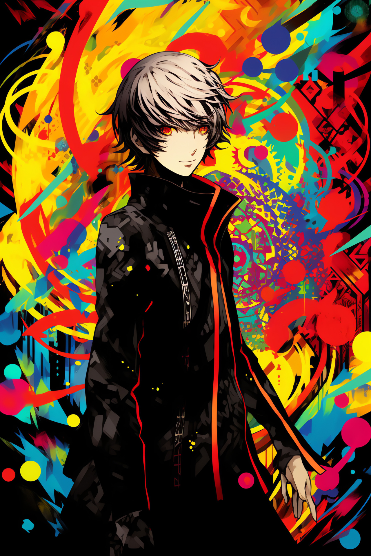 Persona 4 game, Yu Narukami character, Major Arcana card, Protagonist features, Electric accents, HD Phone Wallpaper