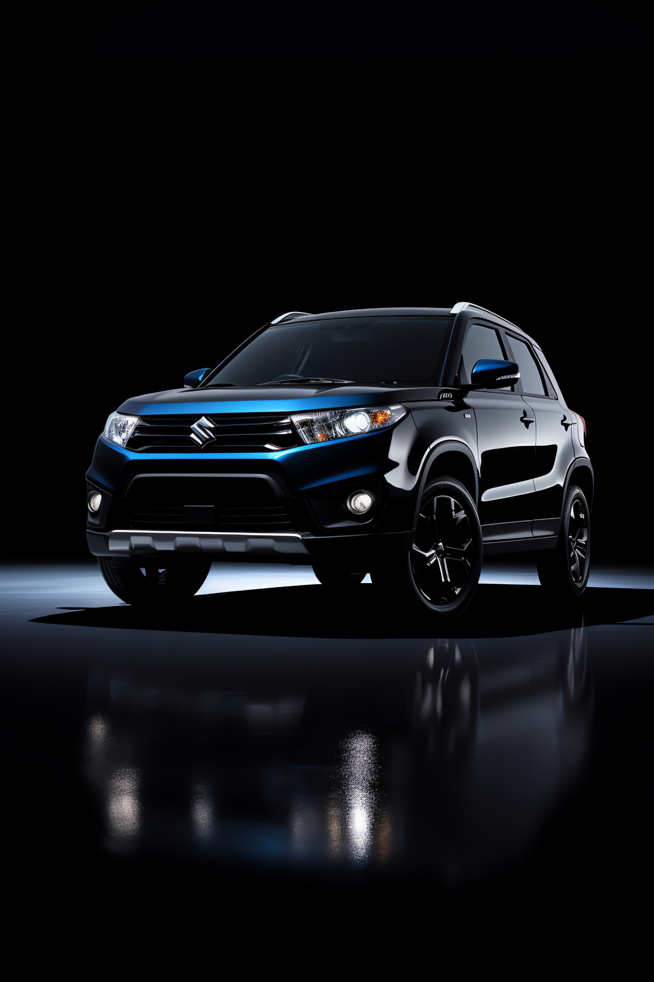 Suzuki Vitara 2020, Overhead vehicle frame, Nautical blue hue, SUV elegance, Unicolor context, HD Phone Wallpaper