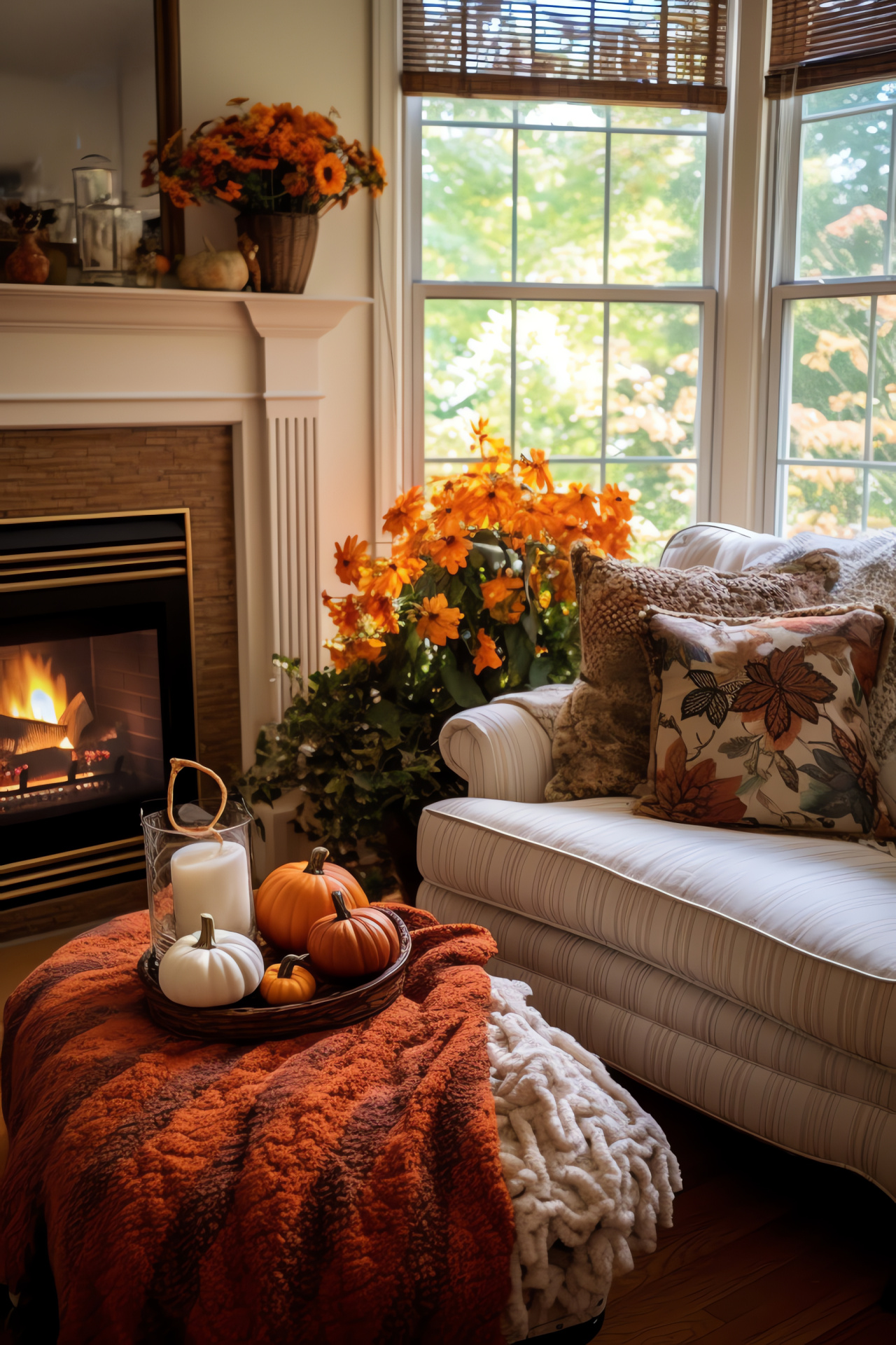 Autumn decor, Home ambiance, Pumpkin accents, Seasonal interior, Fall ambiance, HD Phone Wallpaper