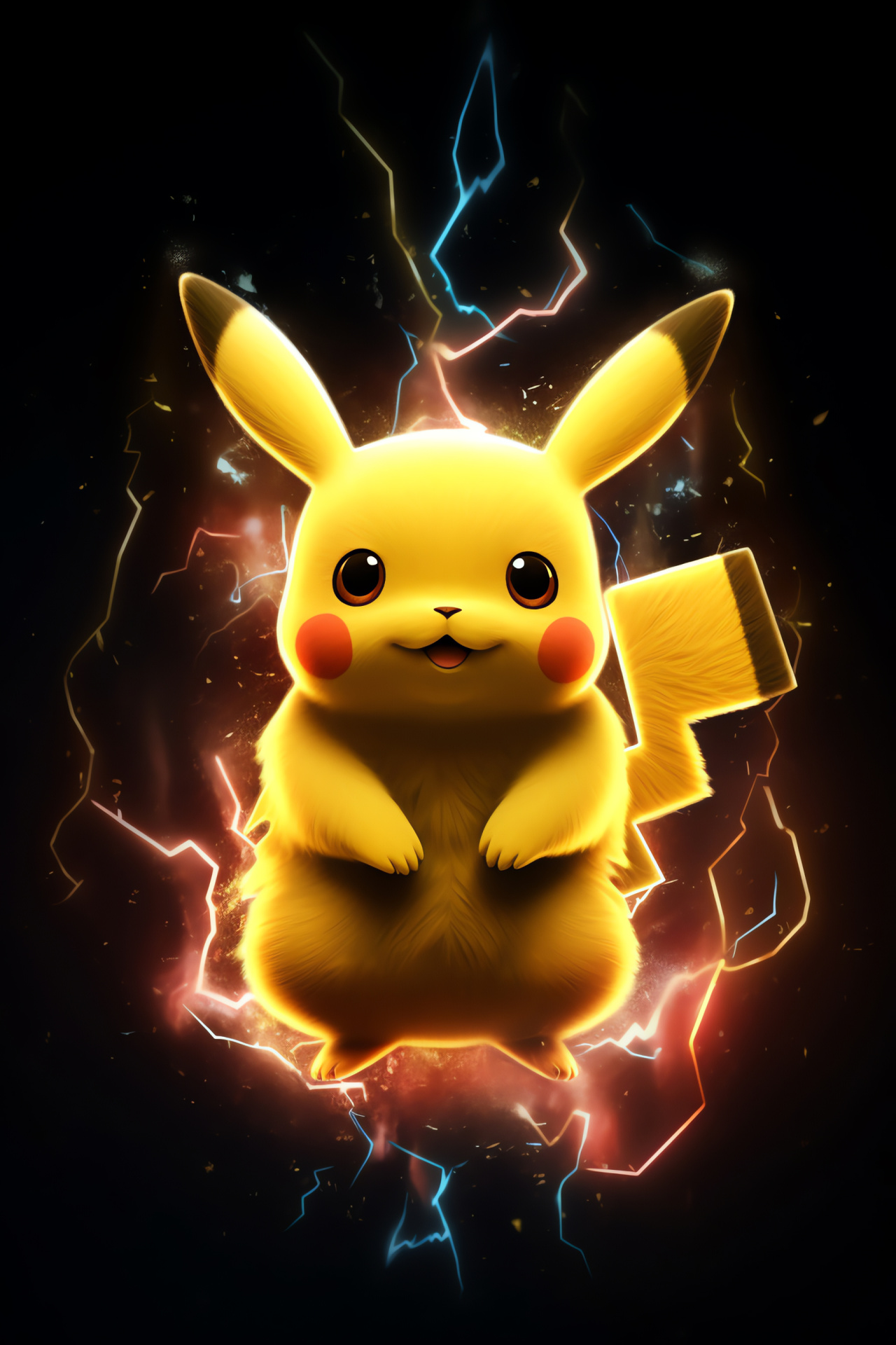 Pikachu portrayal, Animated creature, Yellow fur coat, Pikachu mischievous look, Confident pose feature, HD Phone Wallpaper