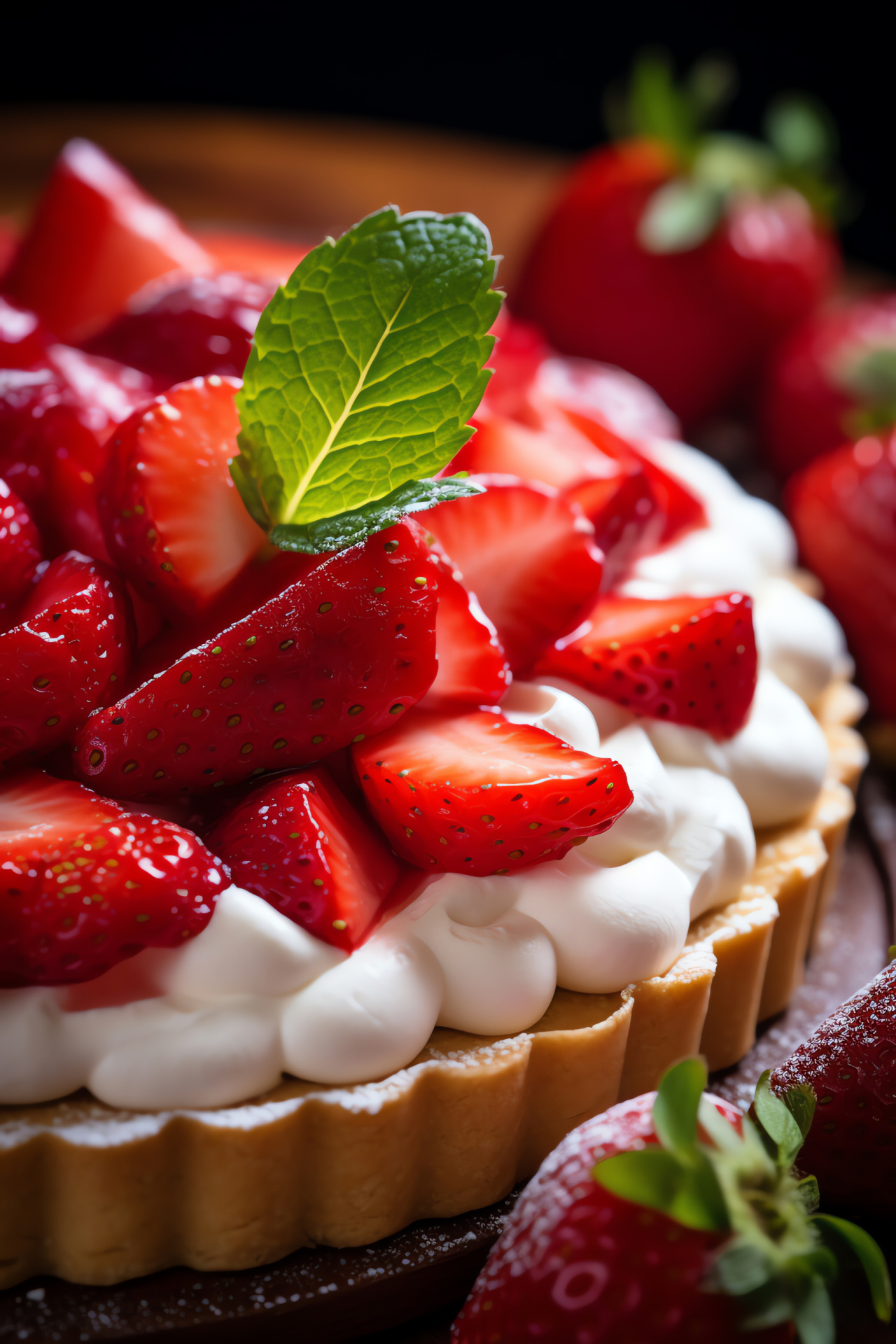 Strawberry tart delicacy, Patisserie craftsmanship, Flaky pastry, Artful dessert, Culinary creation, HD Phone Wallpaper