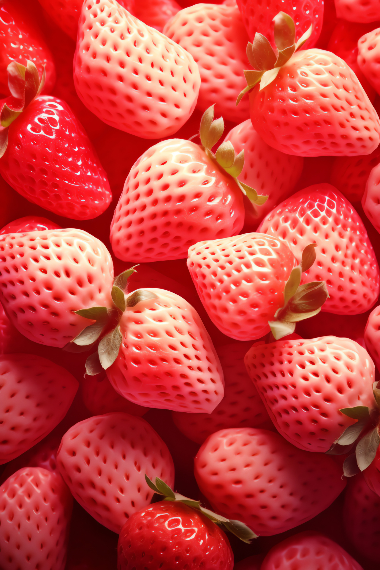 Berry abstractions, Patterned fruit, Green and red, Geometrical shapes, Strawberry art, HD Phone Wallpaper