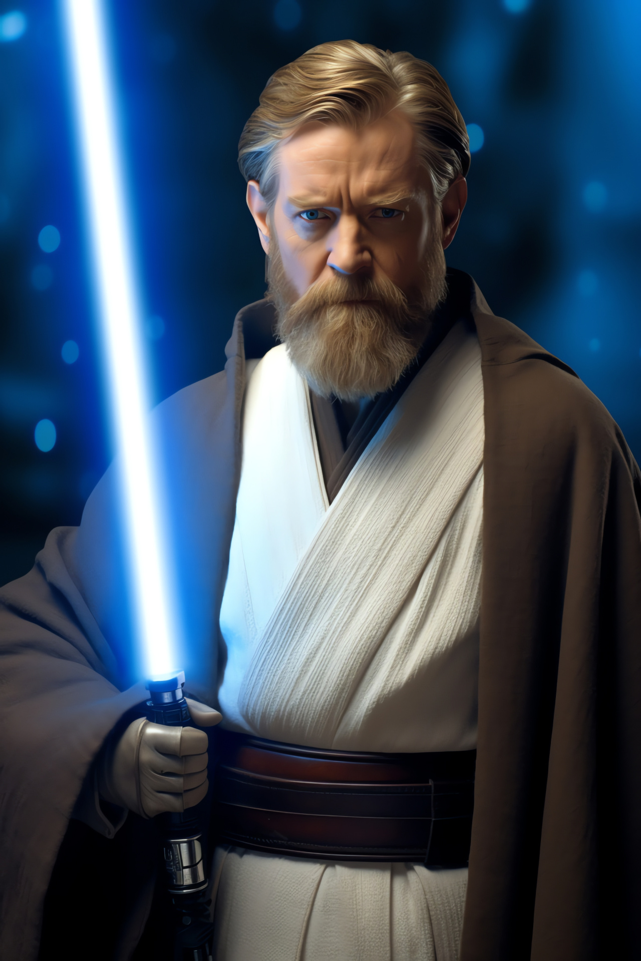 Obi-Wan Kenobi, Star Wars prequel, Jedi Knight portrayal, Galactic conflict, Saber glow, HD Phone Image