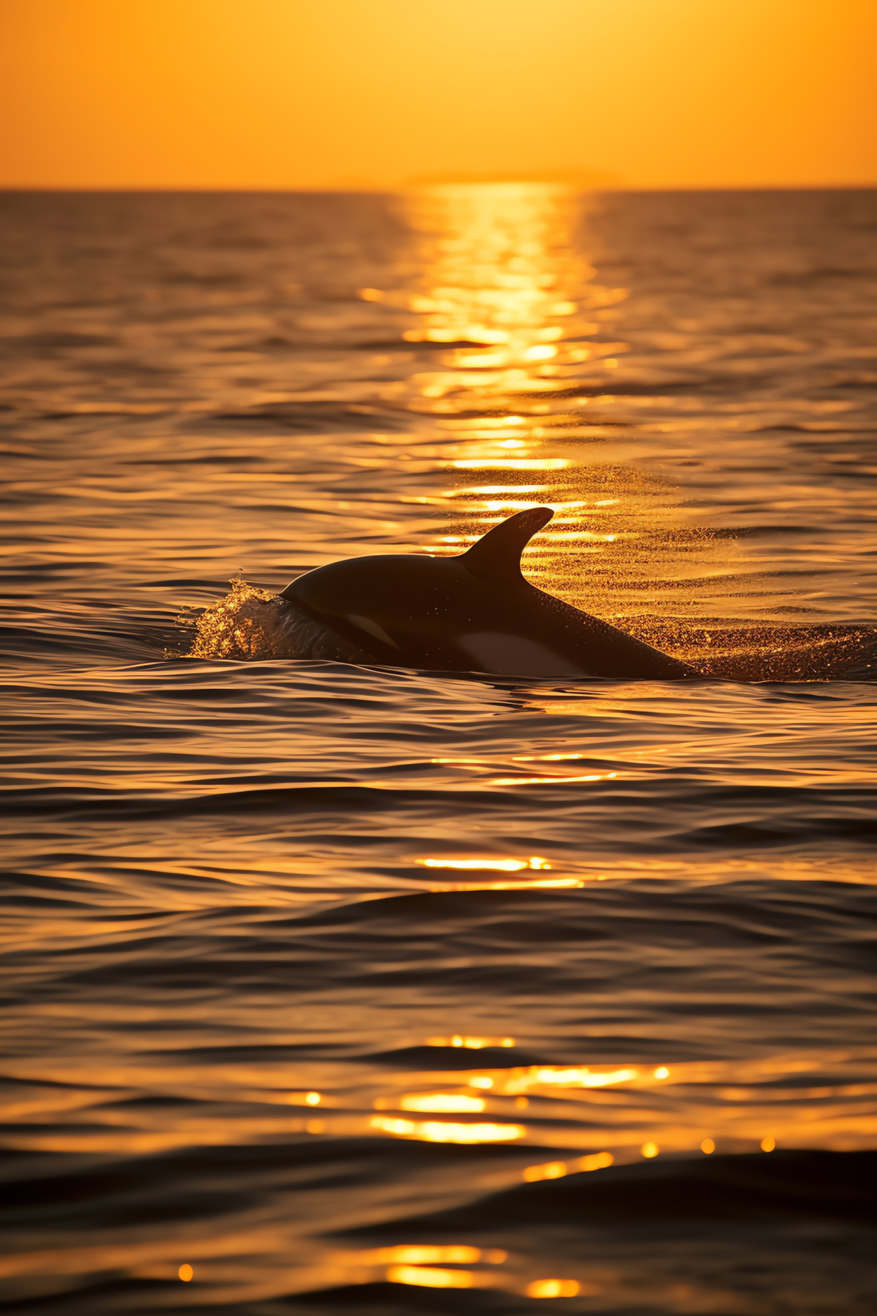 Killer whale, Indian Ocean habitat, cetacean pod, contrasting skin pattern, sunlight illumination, HD Phone Image