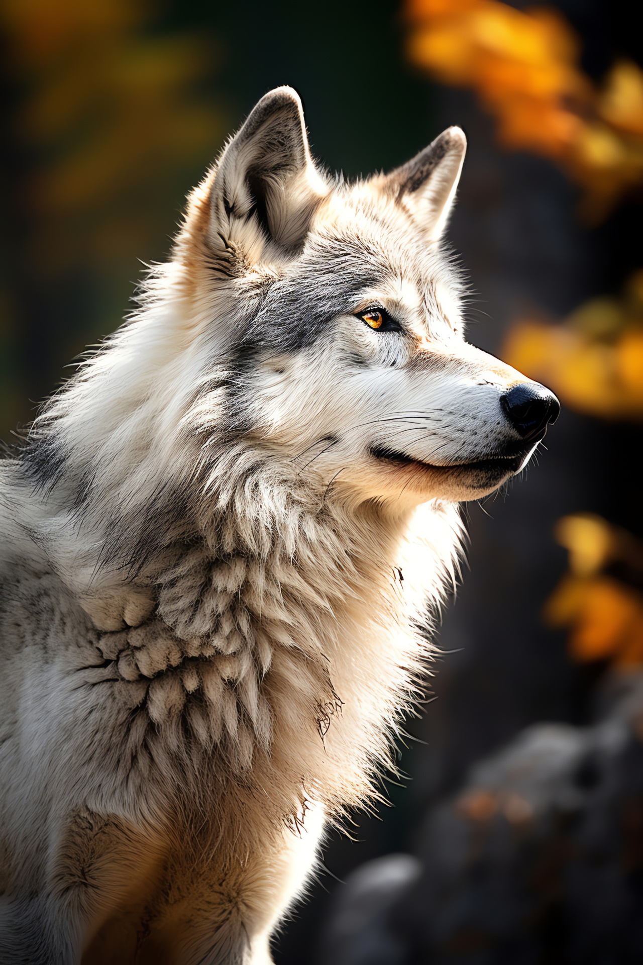 Timber Wolf, Carnivore, Intense gaze, Wild animal, Nature imagery, HD Phone Wallpaper