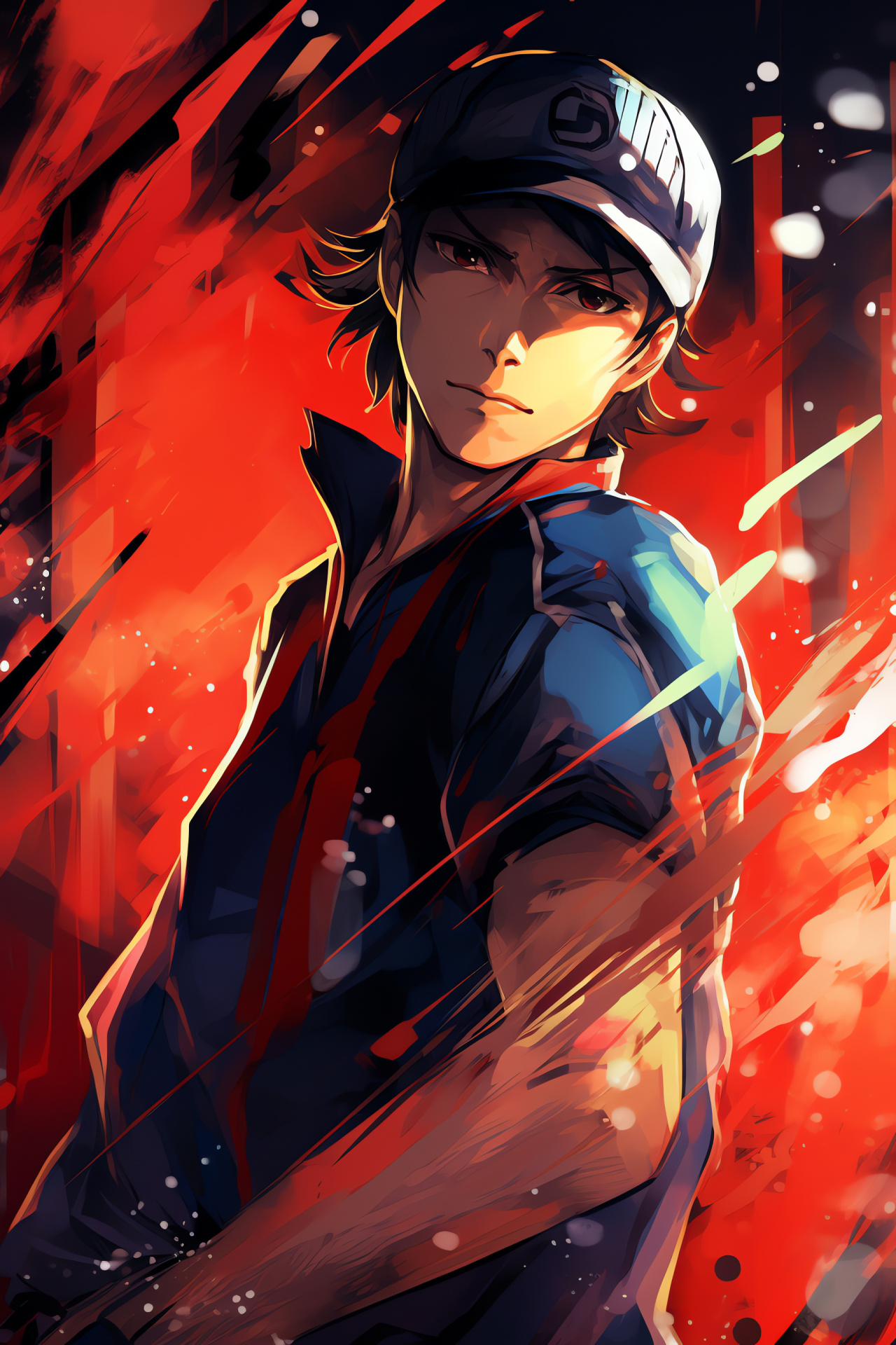 Junpei Iori, Persona 3 animation, Baseball bat accessory, Intense action portrayal, Dynamic gaming scene, HD Phone Image