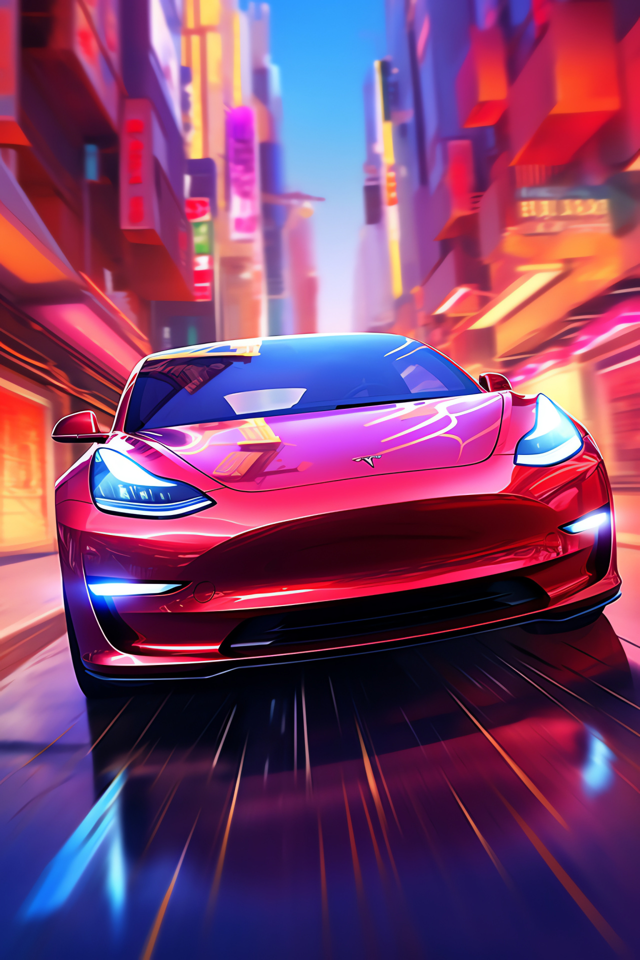 Tesla Model 3, Urban environment, Innovative electric car, Modern design, City streets, HD Phone Wallpaper