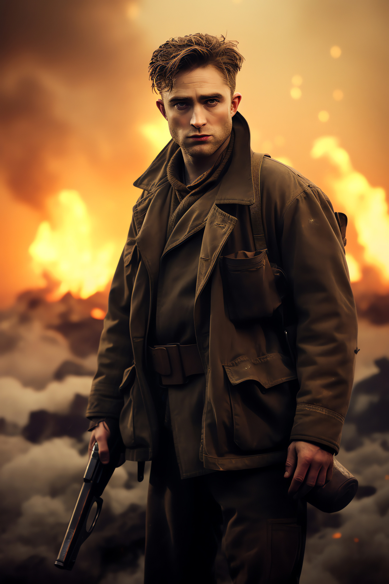 Rob Pattinson, Actor in uniform, War drama, Historic conflict, Battle aftermath, HD Phone Wallpaper