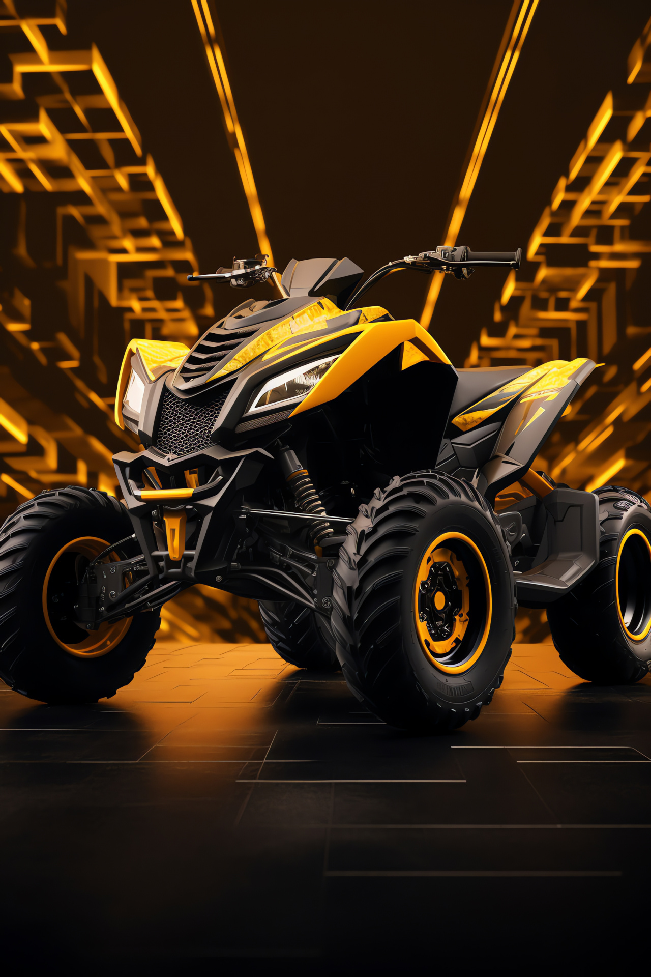 Raptor 700R SE, Action Shot Angle, Yellow and Black Colors, Dynamic Line Patterns, Off-Road Excitement, HD Phone Wallpaper