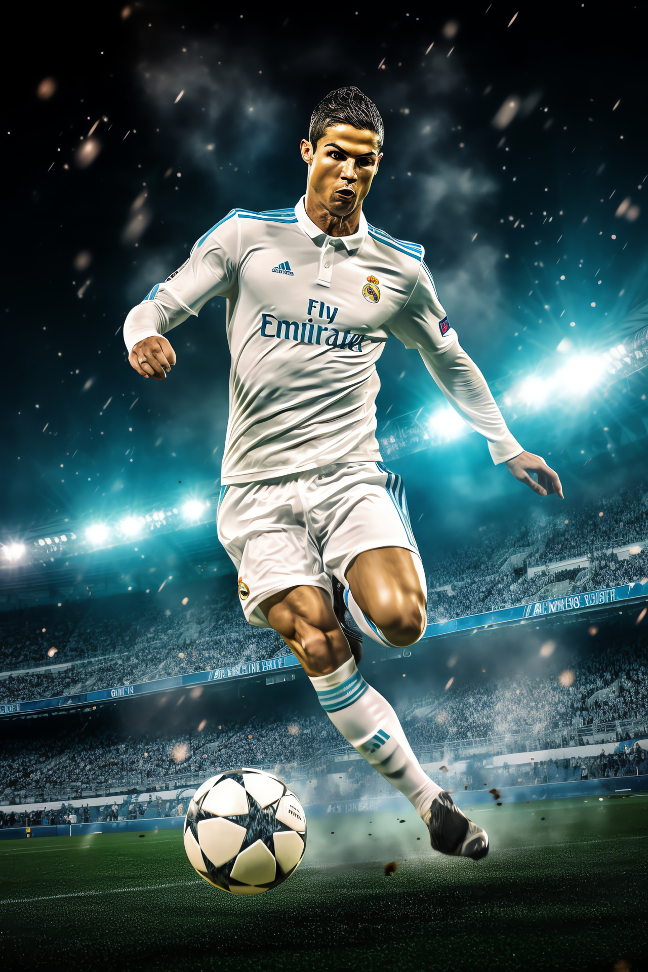 Cristiano Ronaldo, football virtuoso, athletic skill, dynamic gameplay, renowned footballer, HD Phone Wallpaper