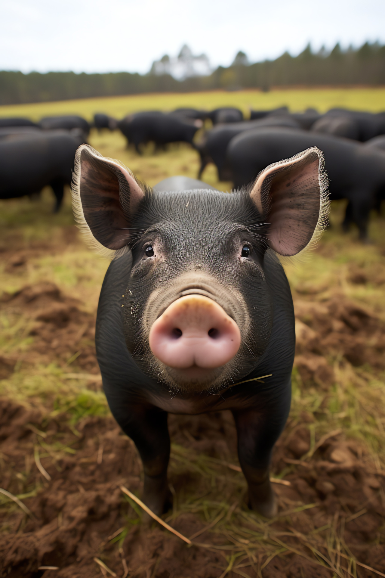 Large Black Breed, Porcine animals, Farm mammal eyes, Livestock grouping, Pig social behavior, HD Phone Wallpaper