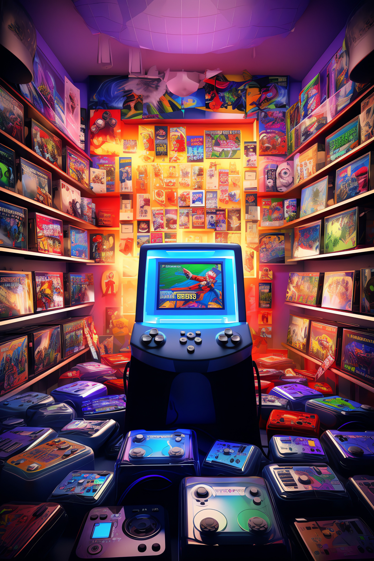 Nostalgic game collection, N64 retro shop, Collectors' gaming merchandise, Classic game display, Nintendo relics, HD Phone Image