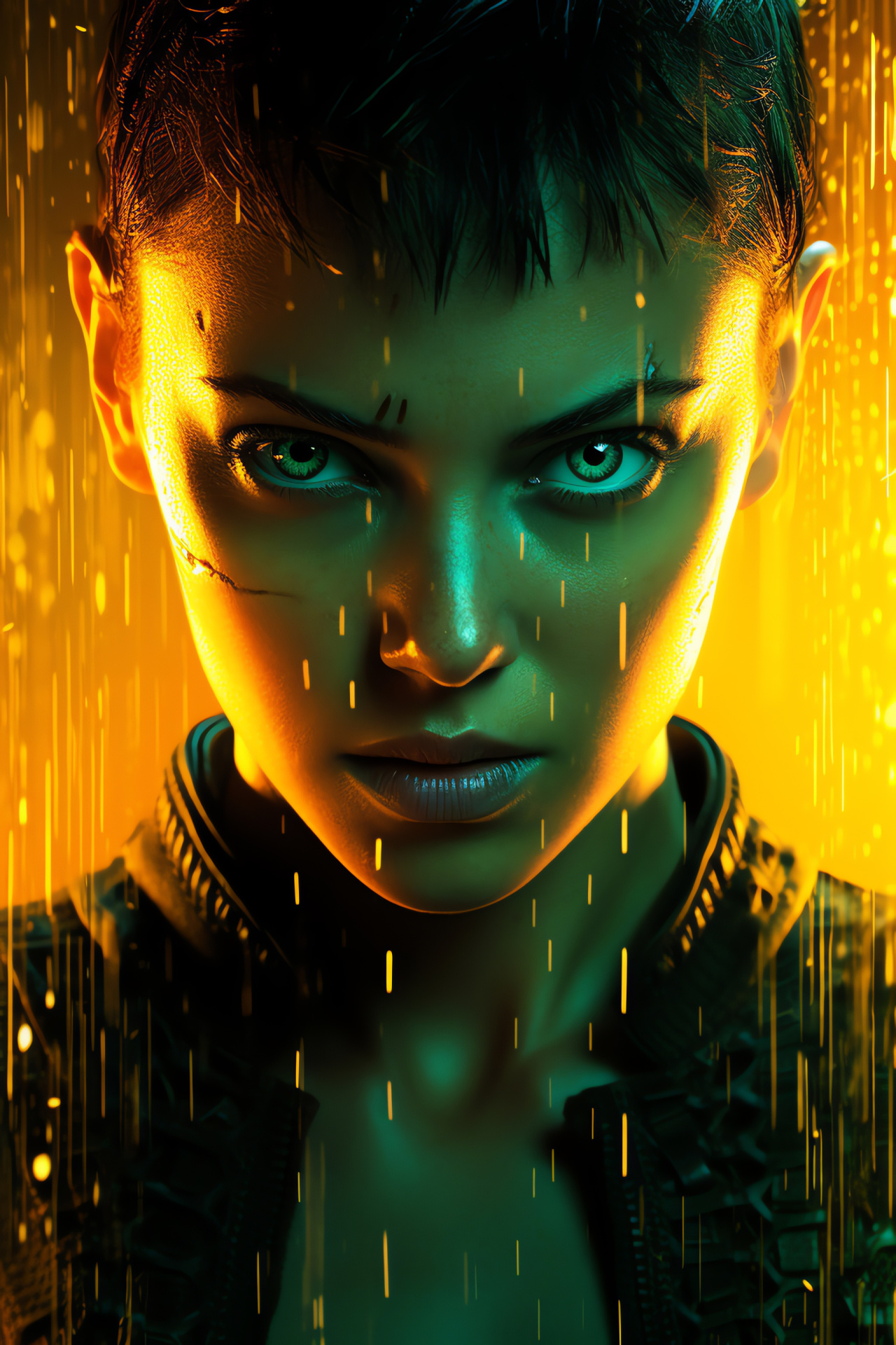 Rebel warrior Furiosa, Intense survival drive, Glistening green orbs, Commanding wheel, Combat truck , HD Phone Image